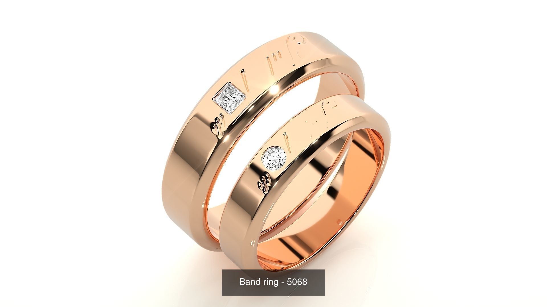 150 Solitaire Couple Bands Ring 3D Model Collection _125