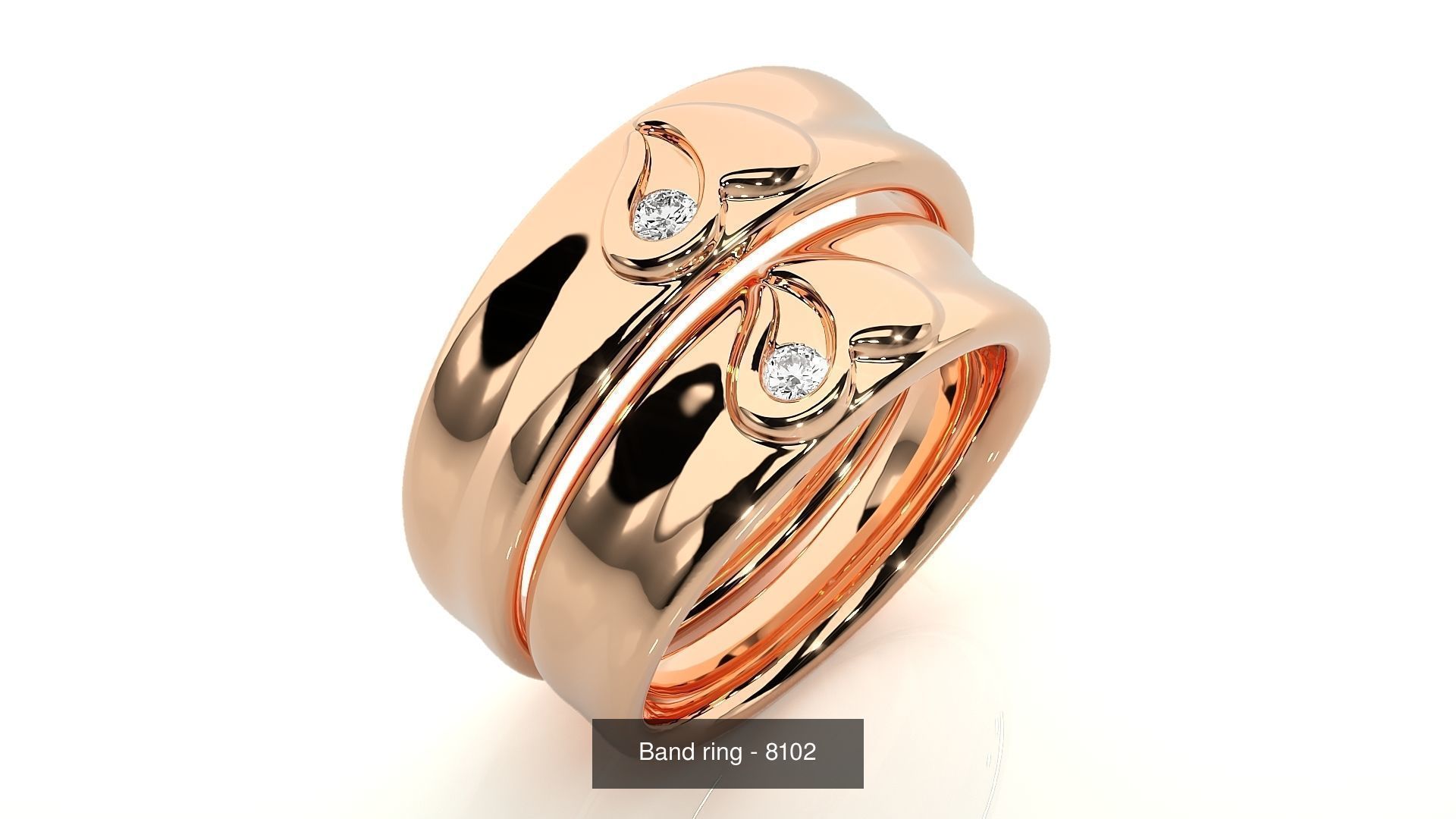 150 Solitaire Couple Bands Ring 3D Model Collection _98