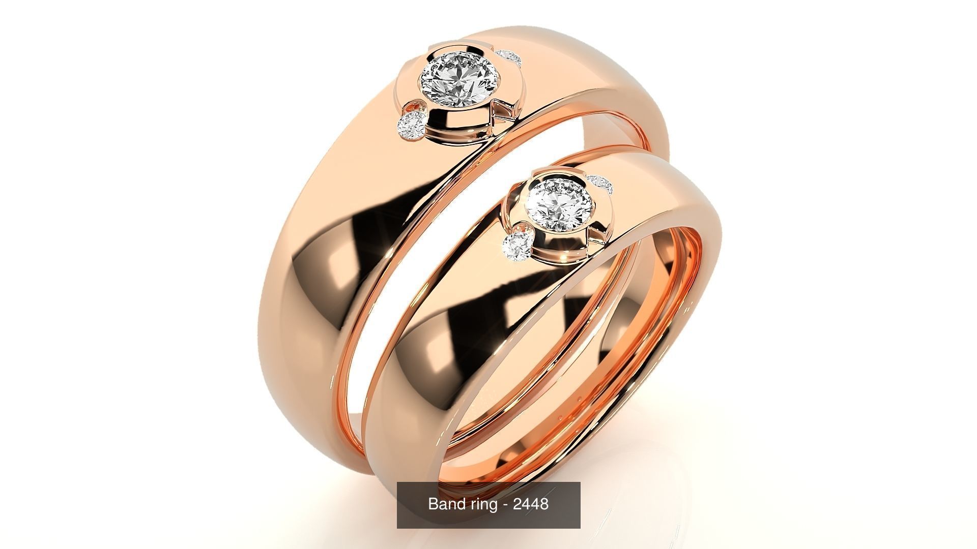 150 Solitaire Couple Bands Ring 3D Model Collection _139
