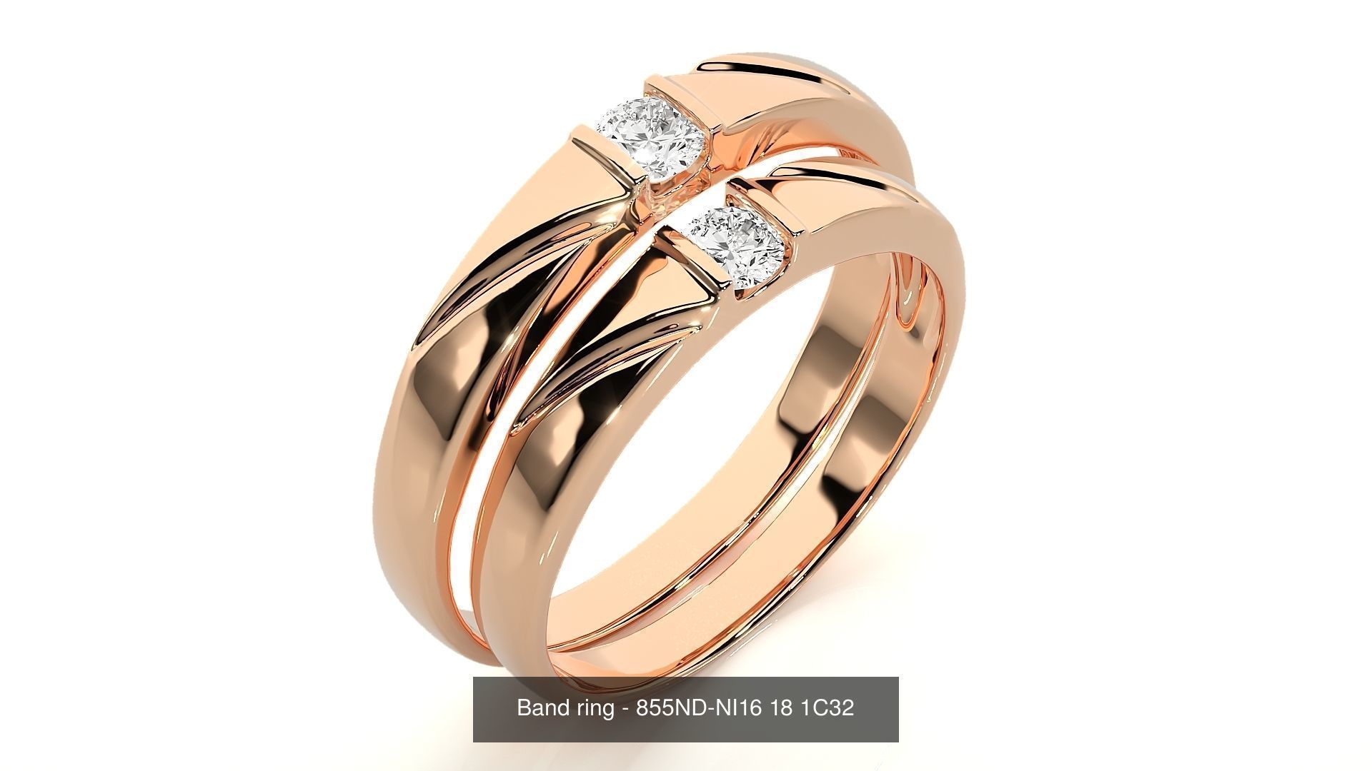 150 Solitaire Couple Bands Ring 3D Model Collection _61