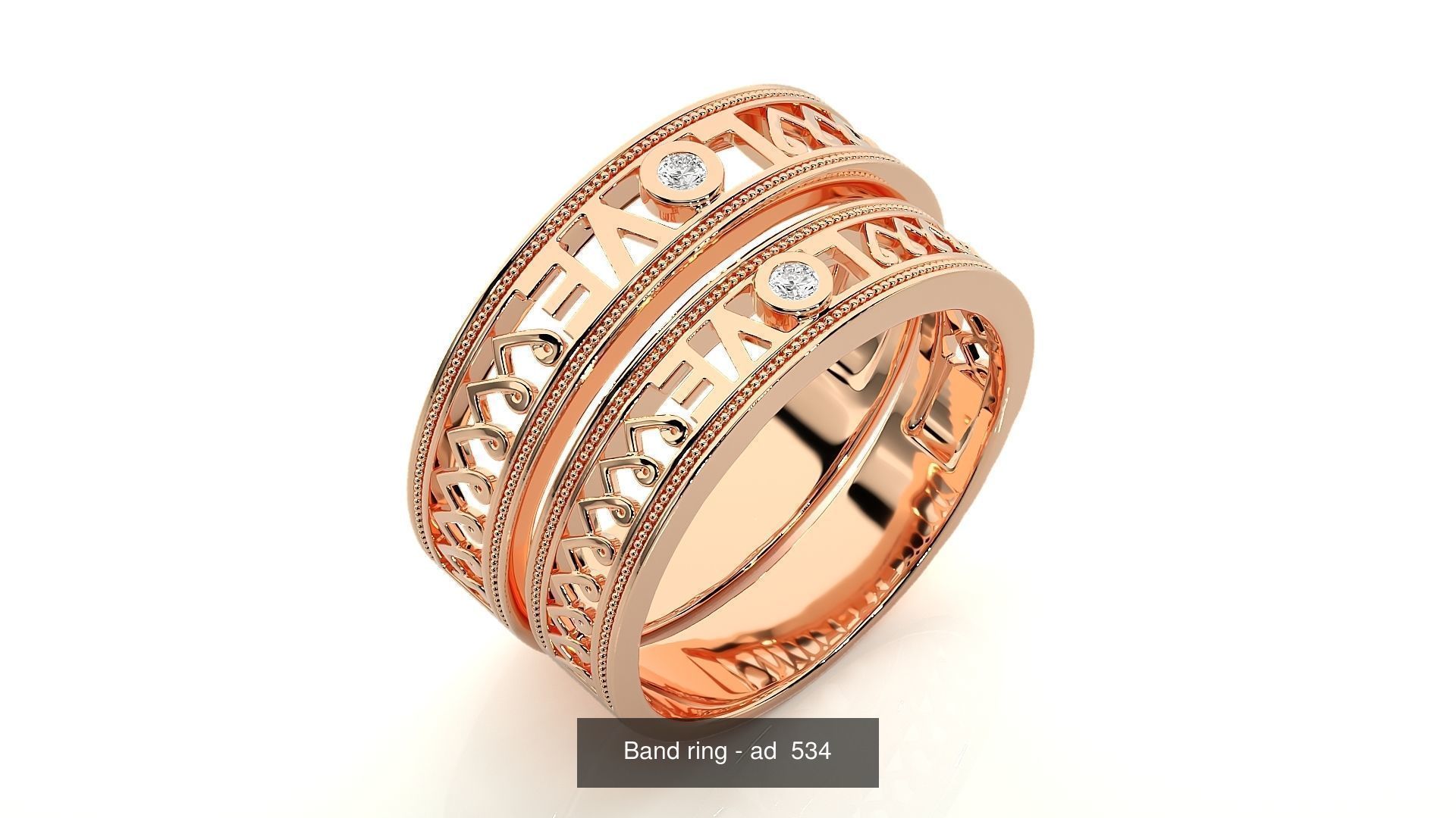 150 Solitaire Couple Bands Ring 3D Model Collection _164