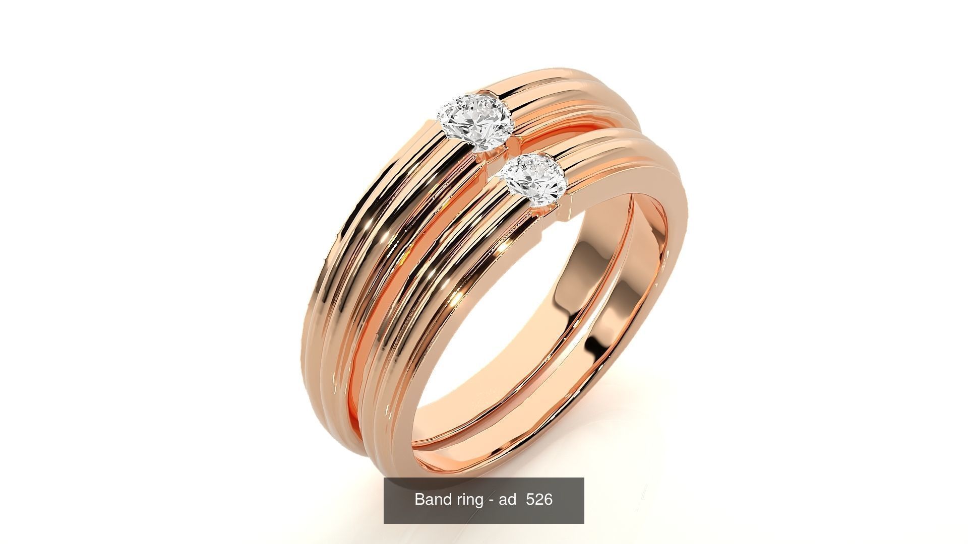 150 Solitaire Couple Bands Ring 3D Model Collection _168