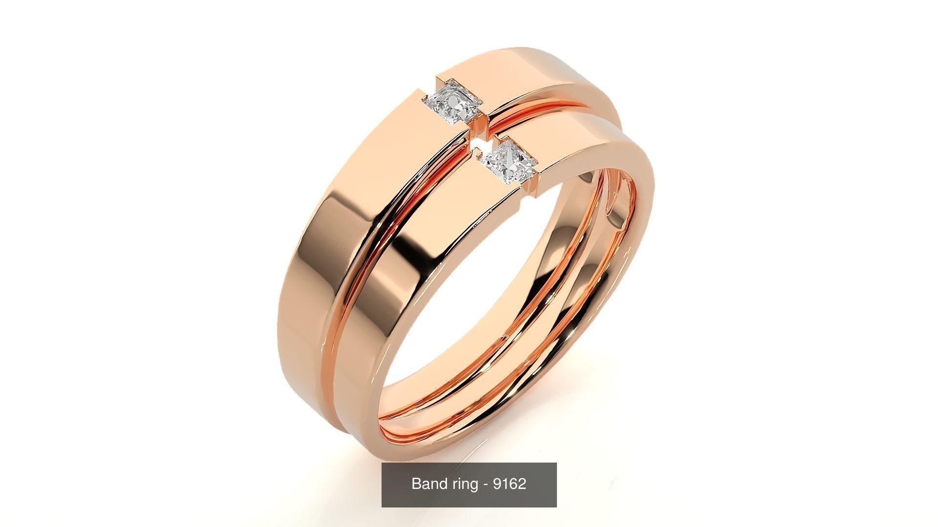 150 Solitaire Couple Bands Ring 3D Model Collection _80