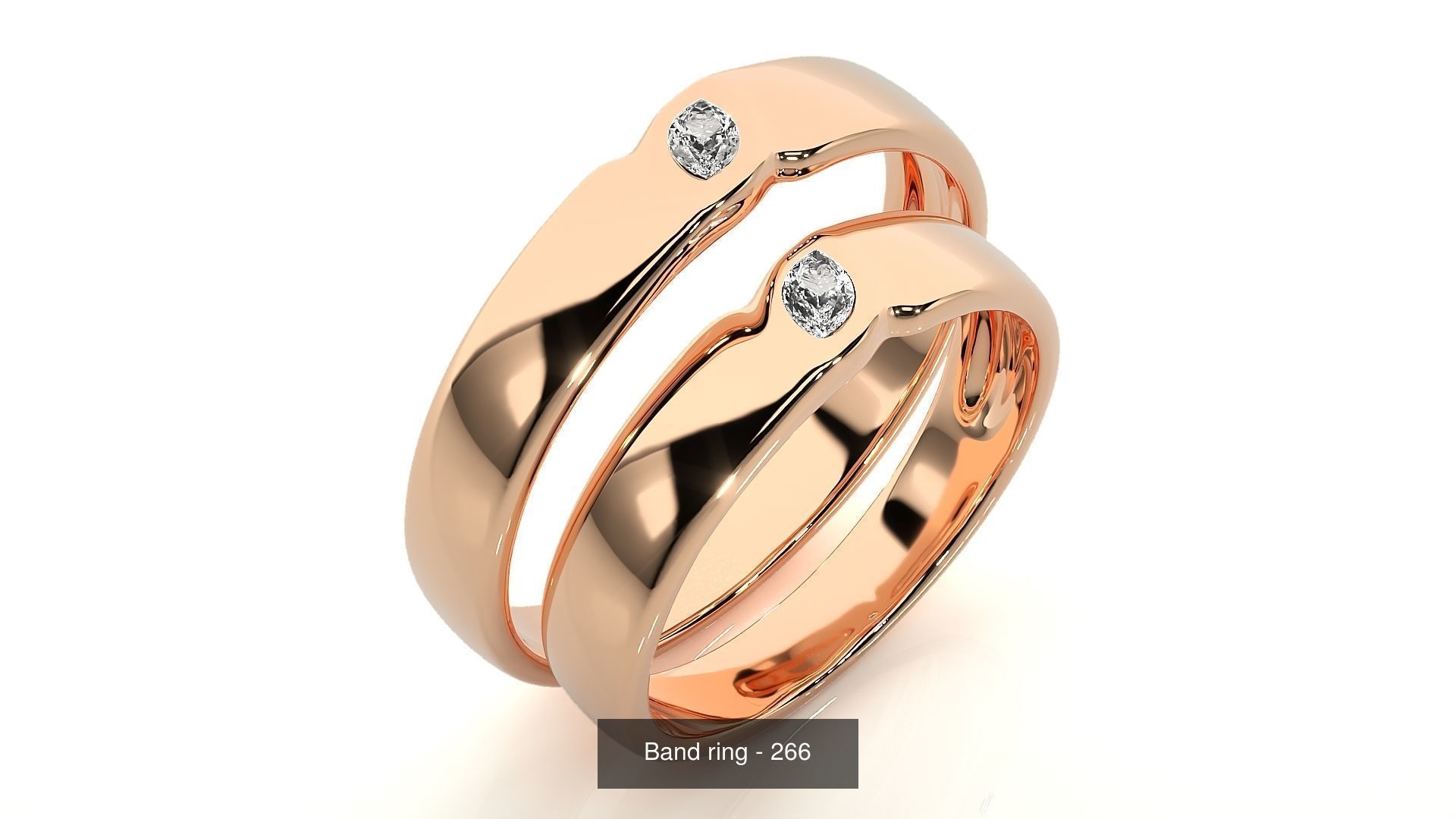 150 Solitaire Couple Bands Ring 3D Model Collection _137
