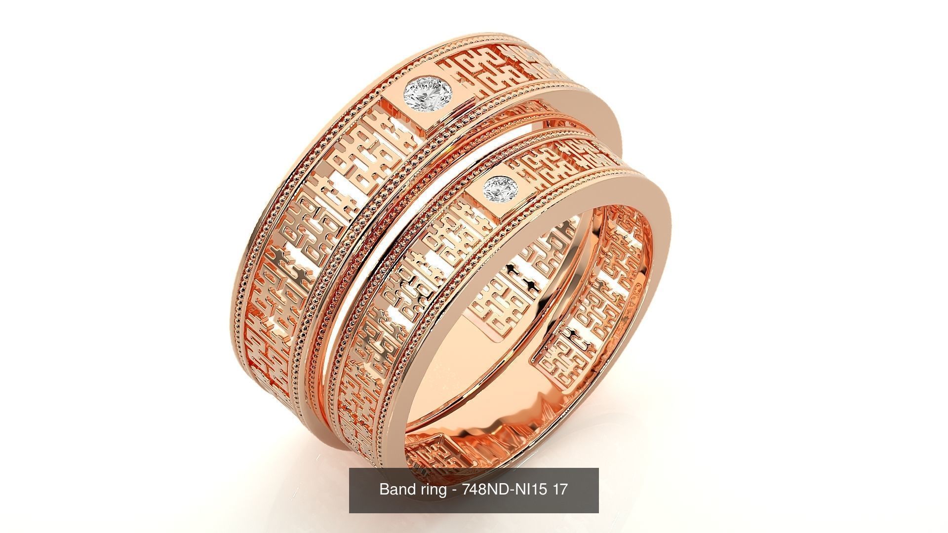 150 Solitaire Couple Bands Ring 3D Model Collection _55