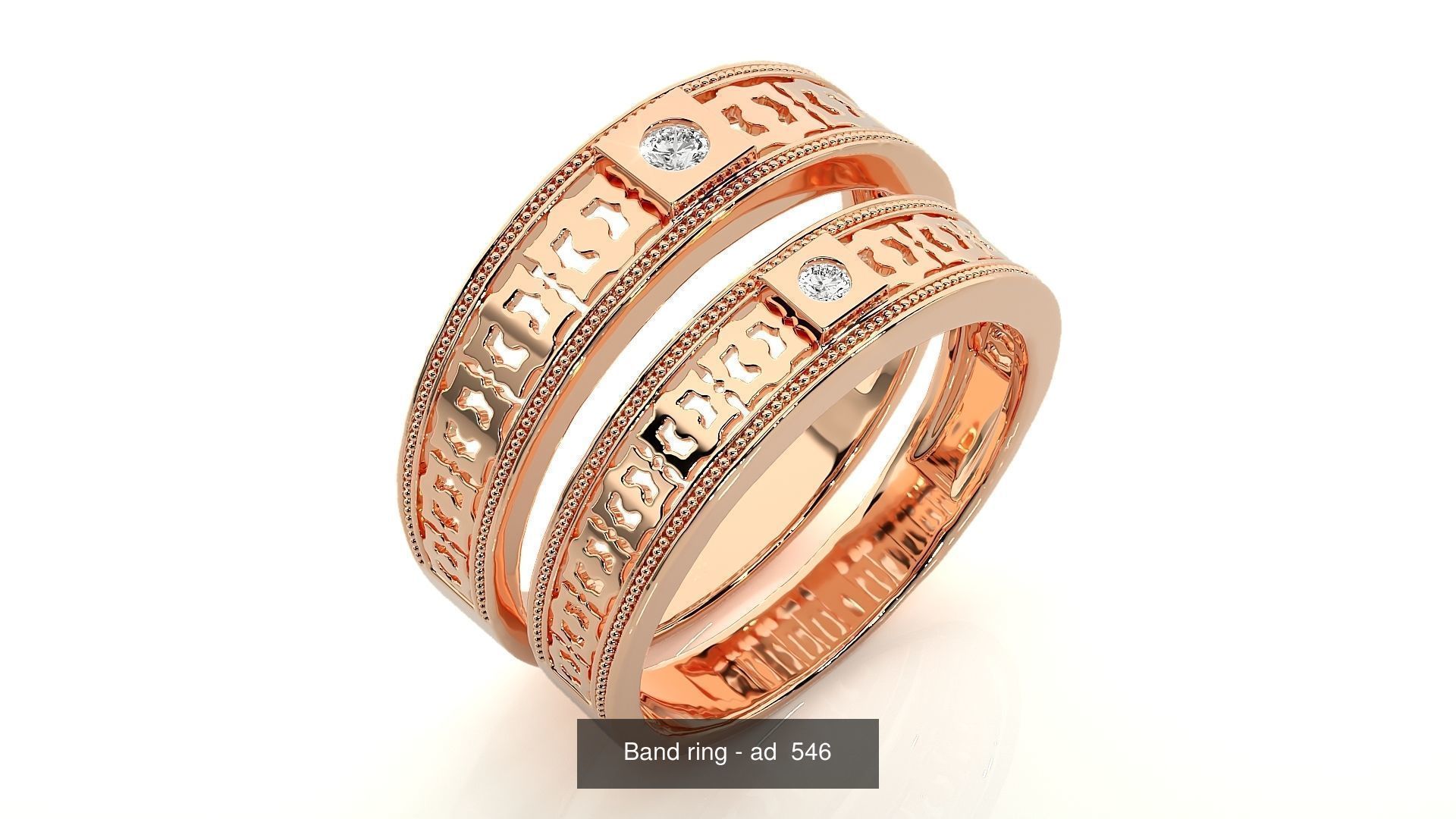 150 Solitaire Couple Bands Ring 3D Model Collection _158