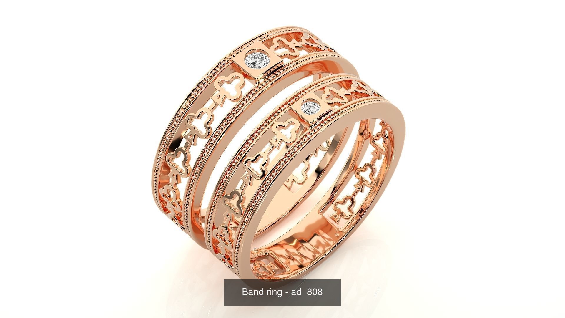 150 Solitaire Couple Bands Ring 3D Model Collection _151