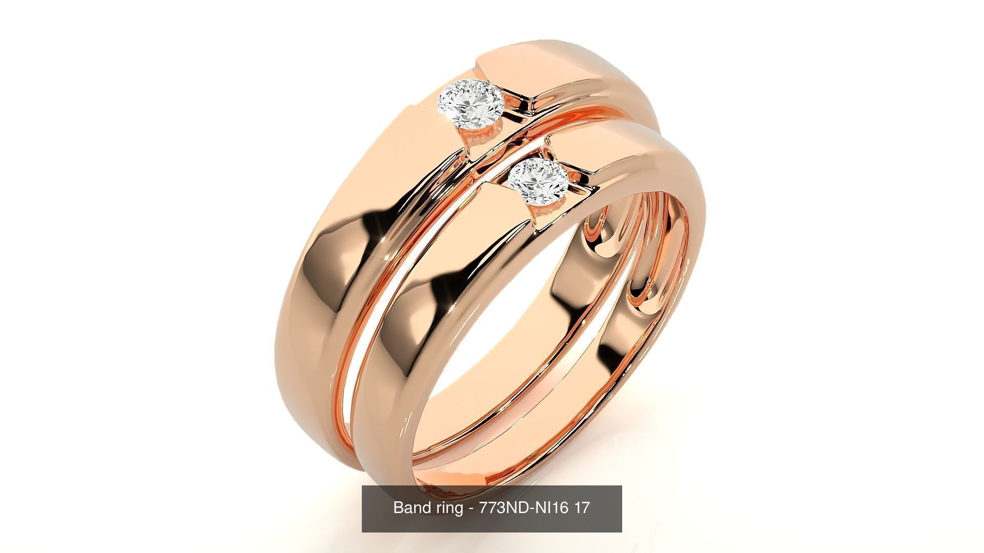 150 Solitaire Couple Bands Ring 3D Model Collection _39