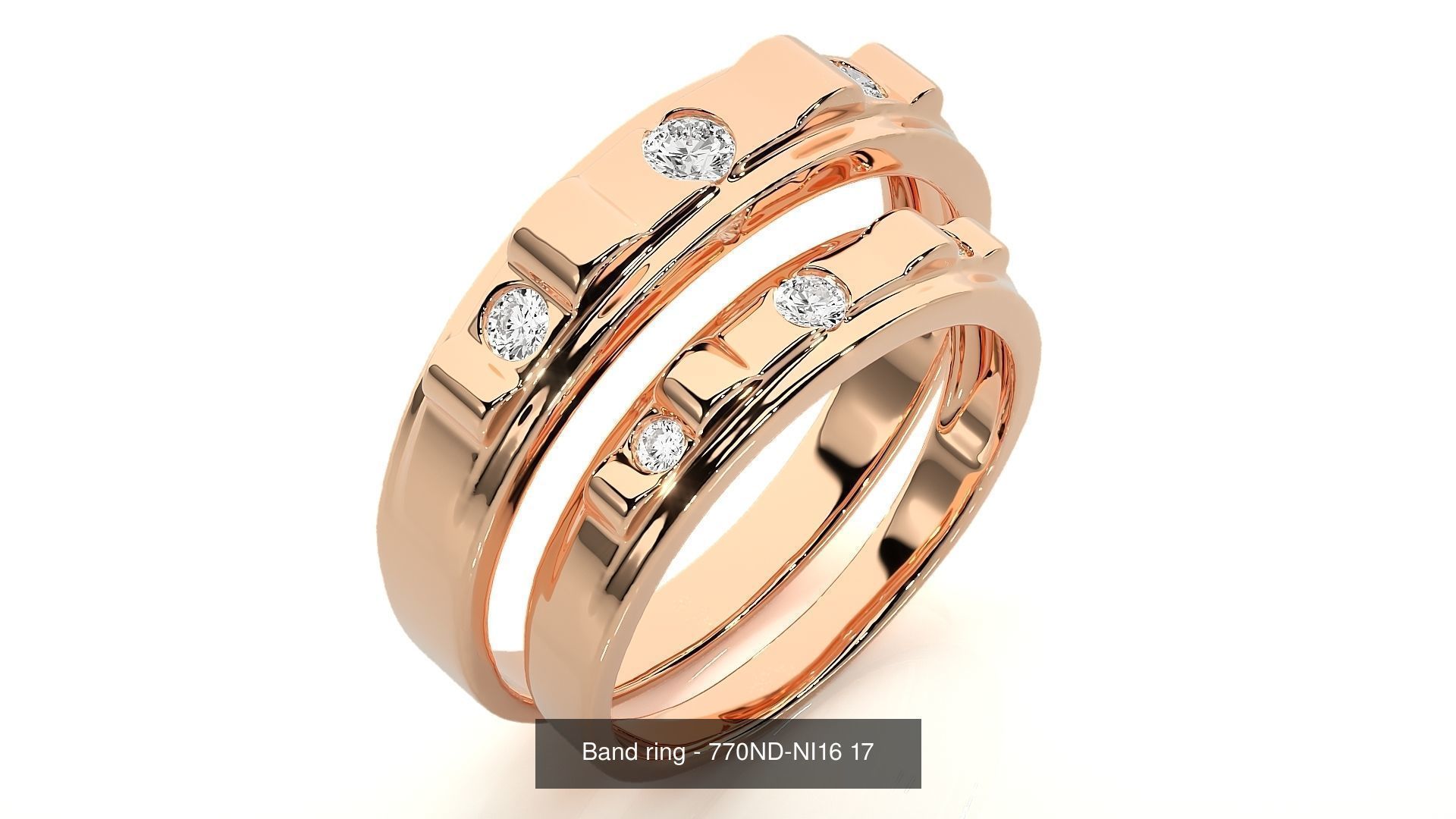 150 Solitaire Couple Bands Ring 3D Model Collection _42