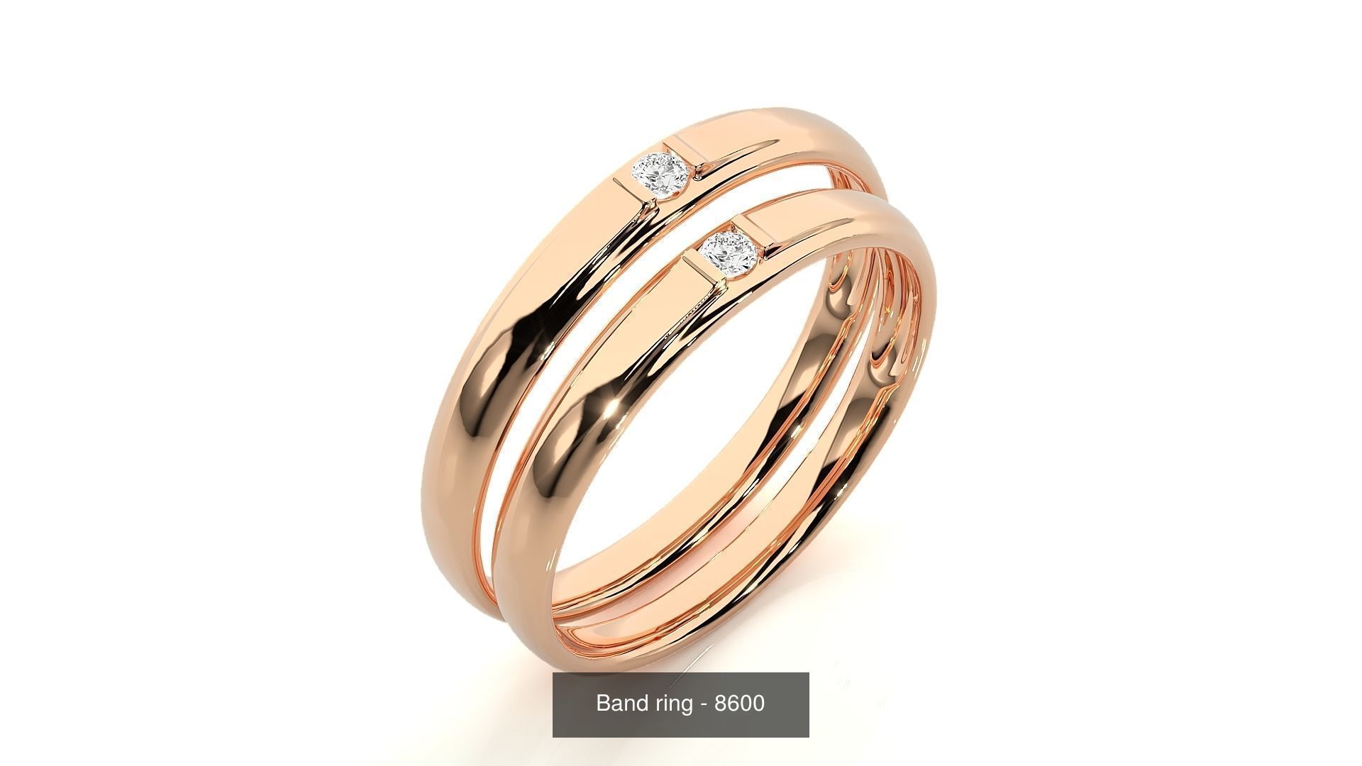150 Solitaire Couple Bands Ring 3D Model Collection _90