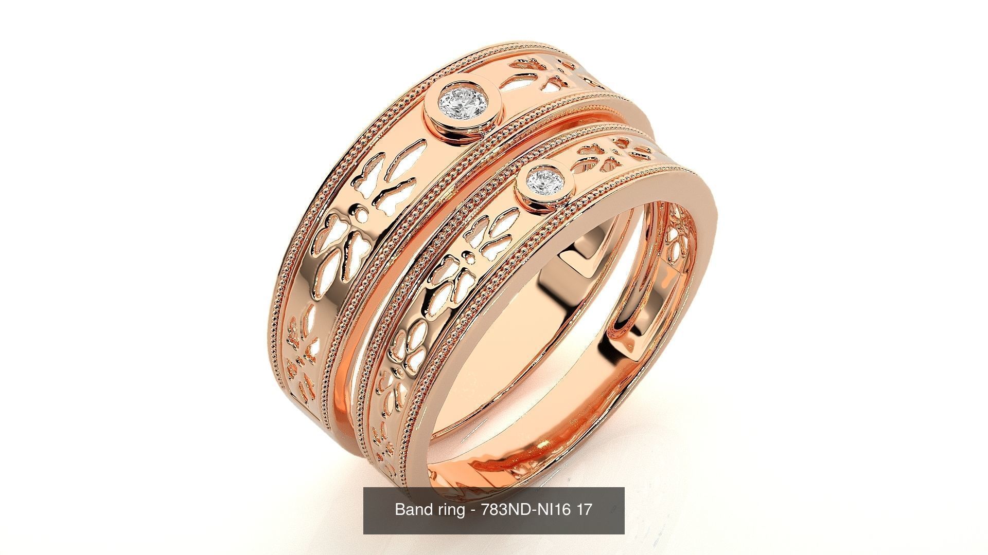 150 Solitaire Couple Bands Ring 3D Model Collection _34