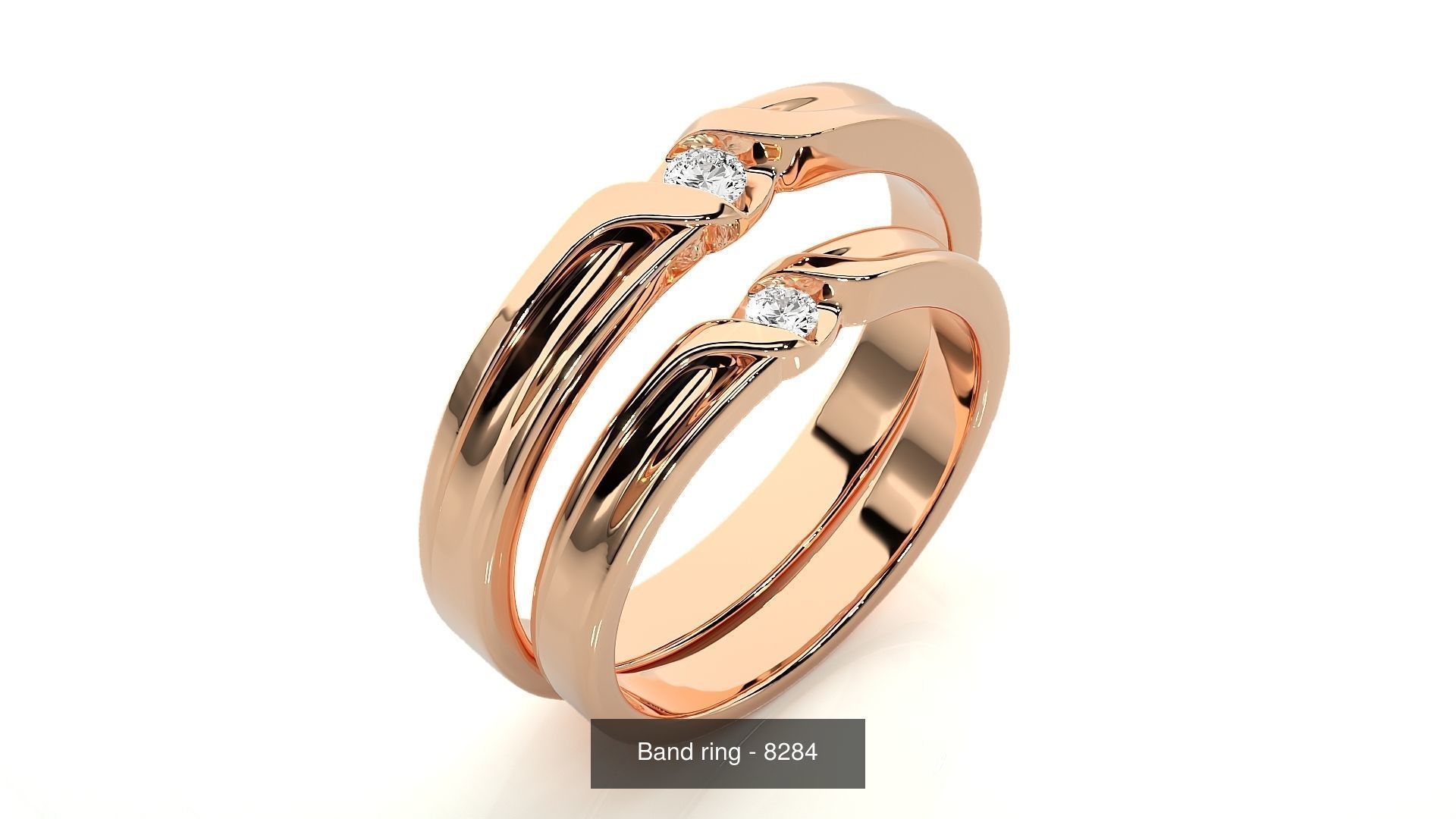 150 Solitaire Couple Bands Ring 3D Model Collection _96