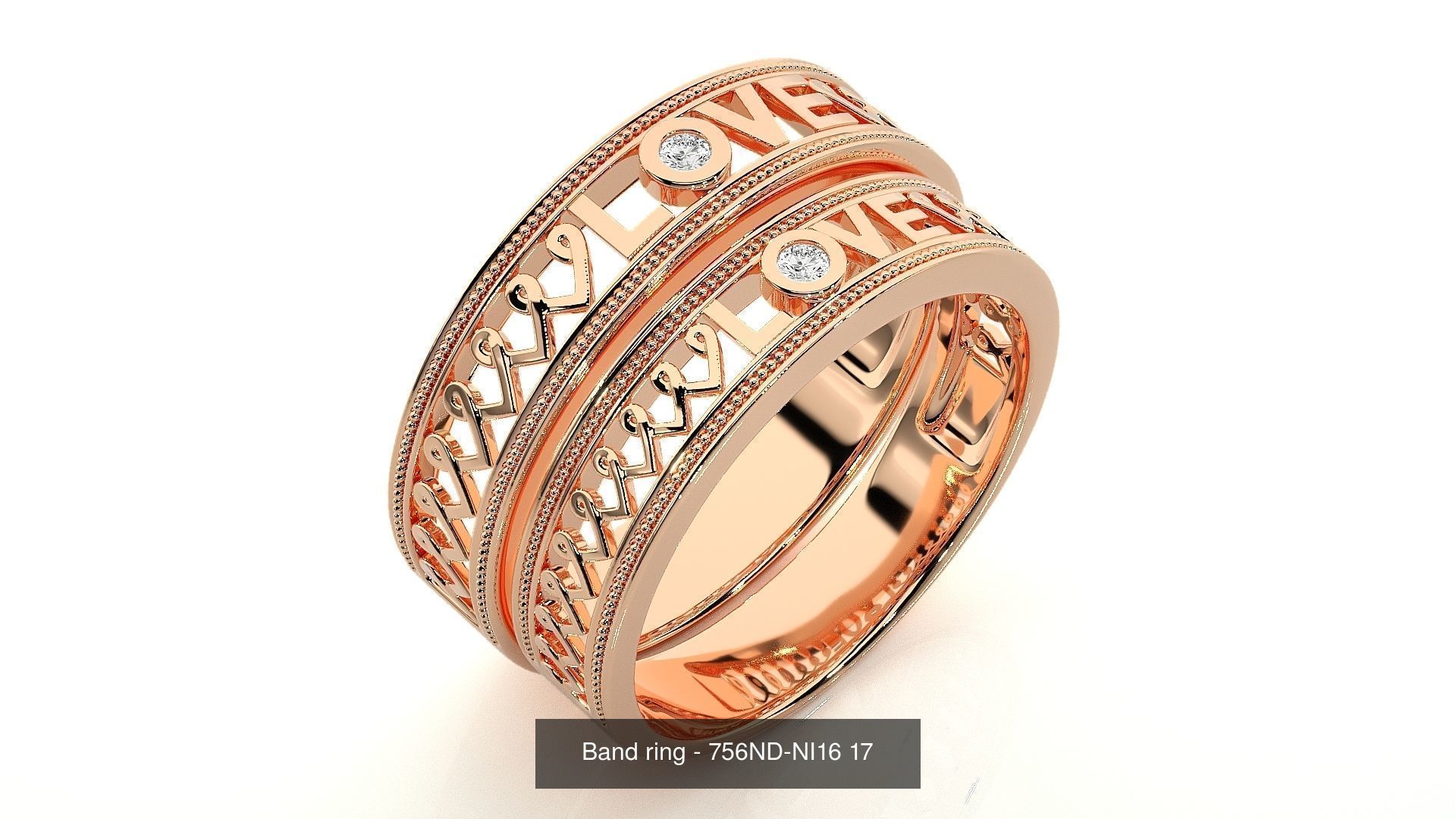 150 Solitaire Couple Bands Ring 3D Model Collection _49
