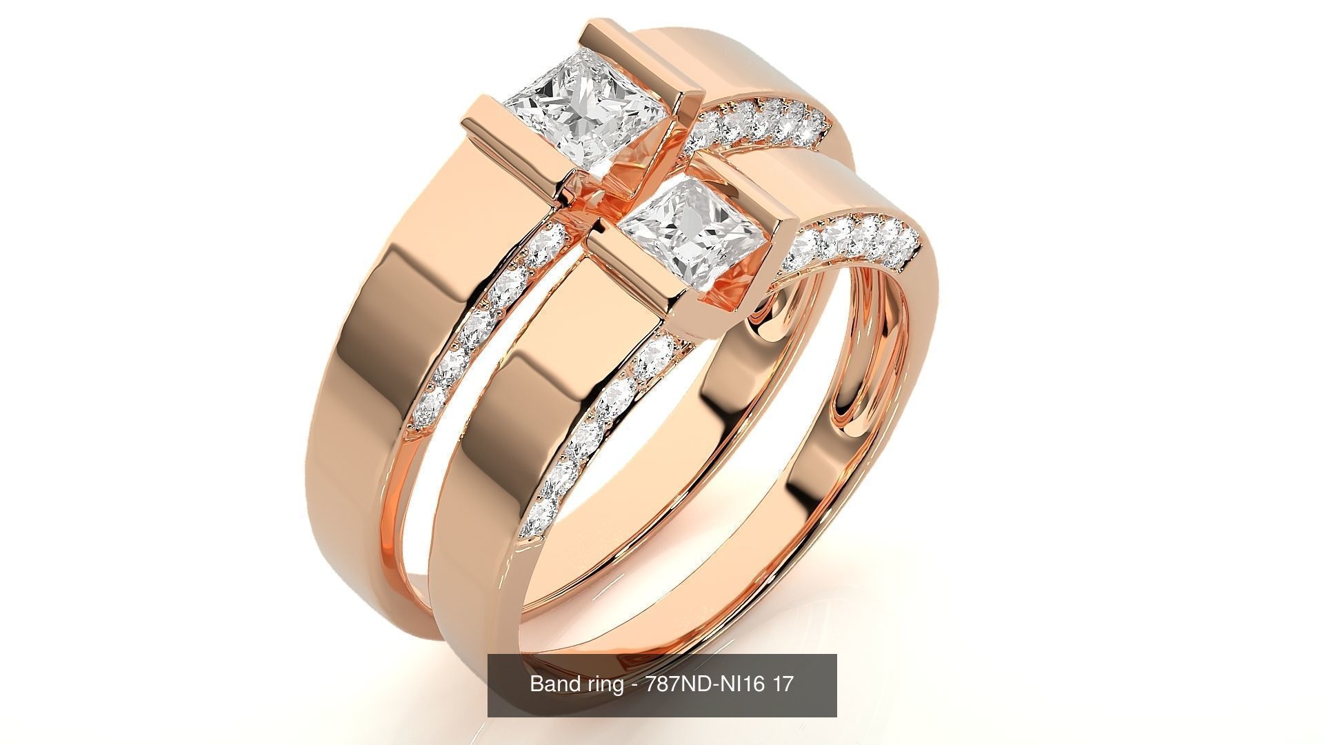 150 Solitaire Couple Bands Ring 3D Model Collection _31