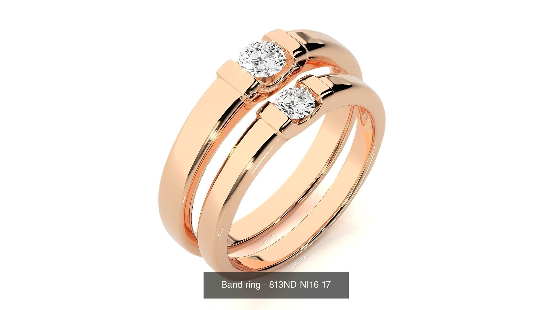 150 Solitaire Couple Bands Ring 3D Model Collection _77