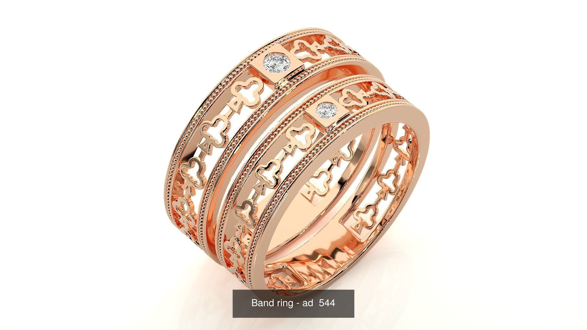150 Solitaire Couple Bands Ring 3D Model Collection _159