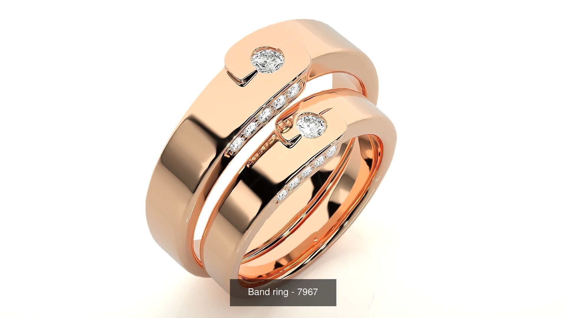 150 Solitaire Couple Bands Ring 3D Model Collection _99