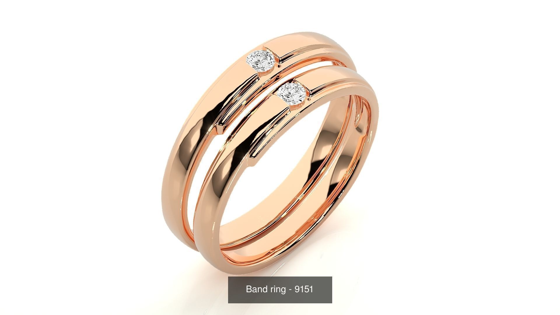 150 Solitaire Couple Bands Ring 3D Model Collection _84
