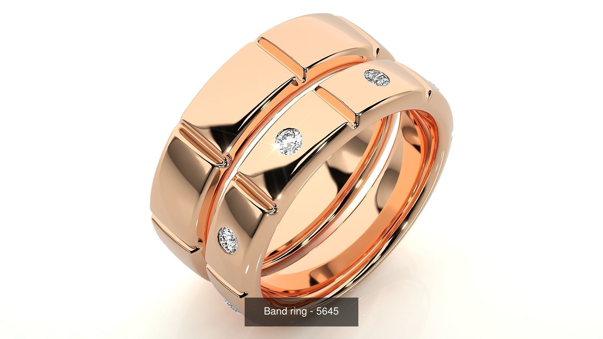 150 Solitaire Couple Bands Ring 3D Model Collection _120