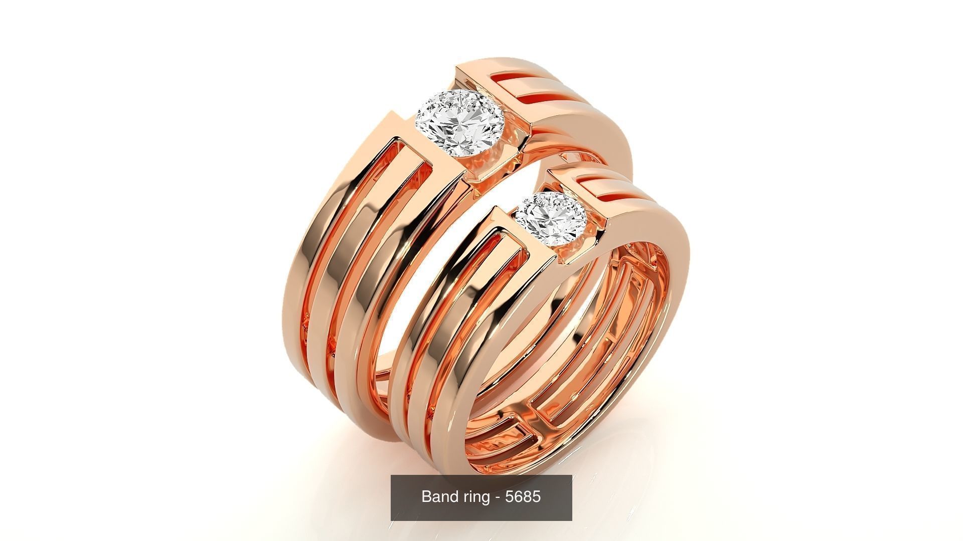 150 Solitaire Couple Bands Ring 3D Model Collection _118