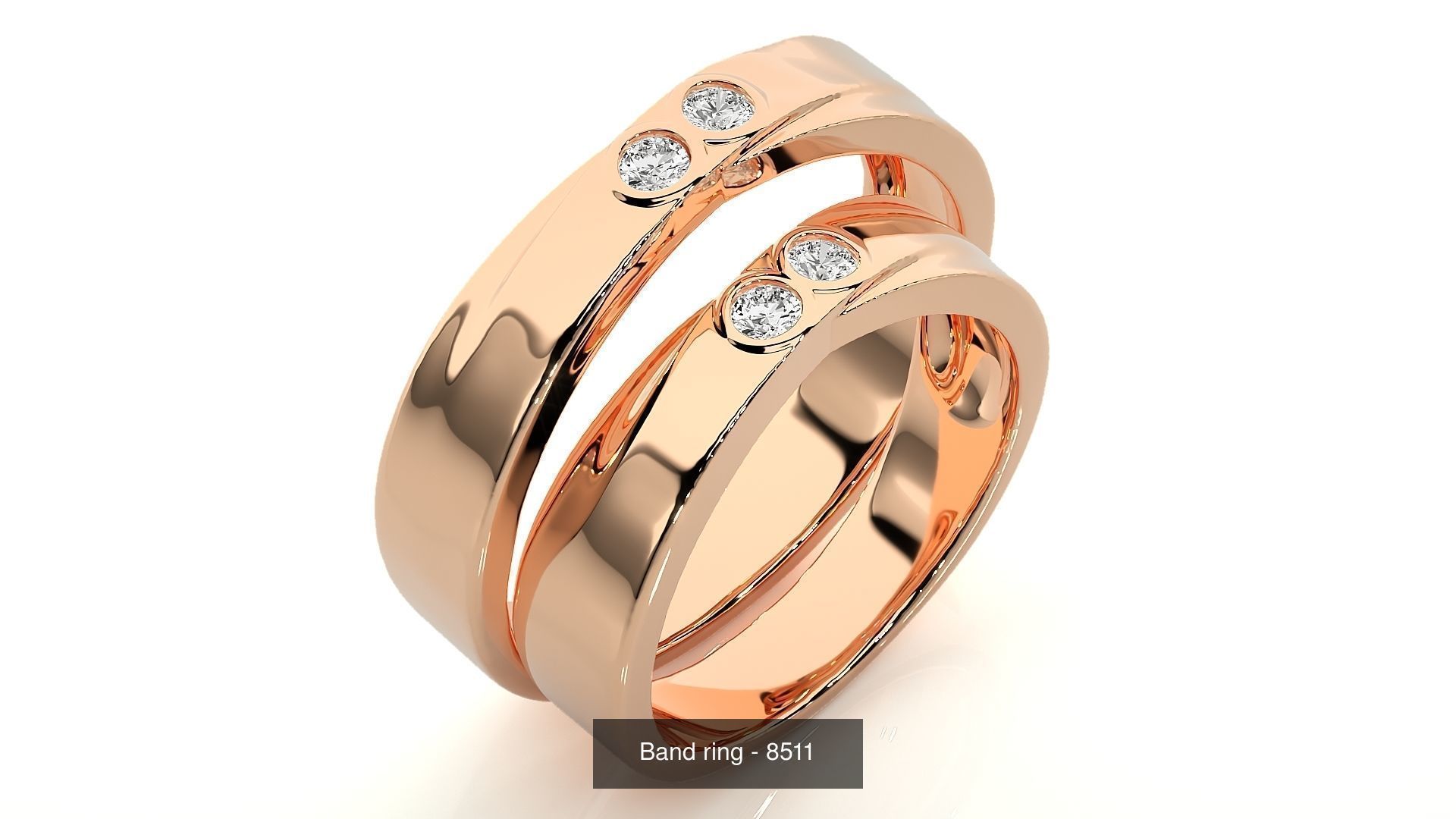 150 Solitaire Couple Bands Ring 3D Model Collection _93