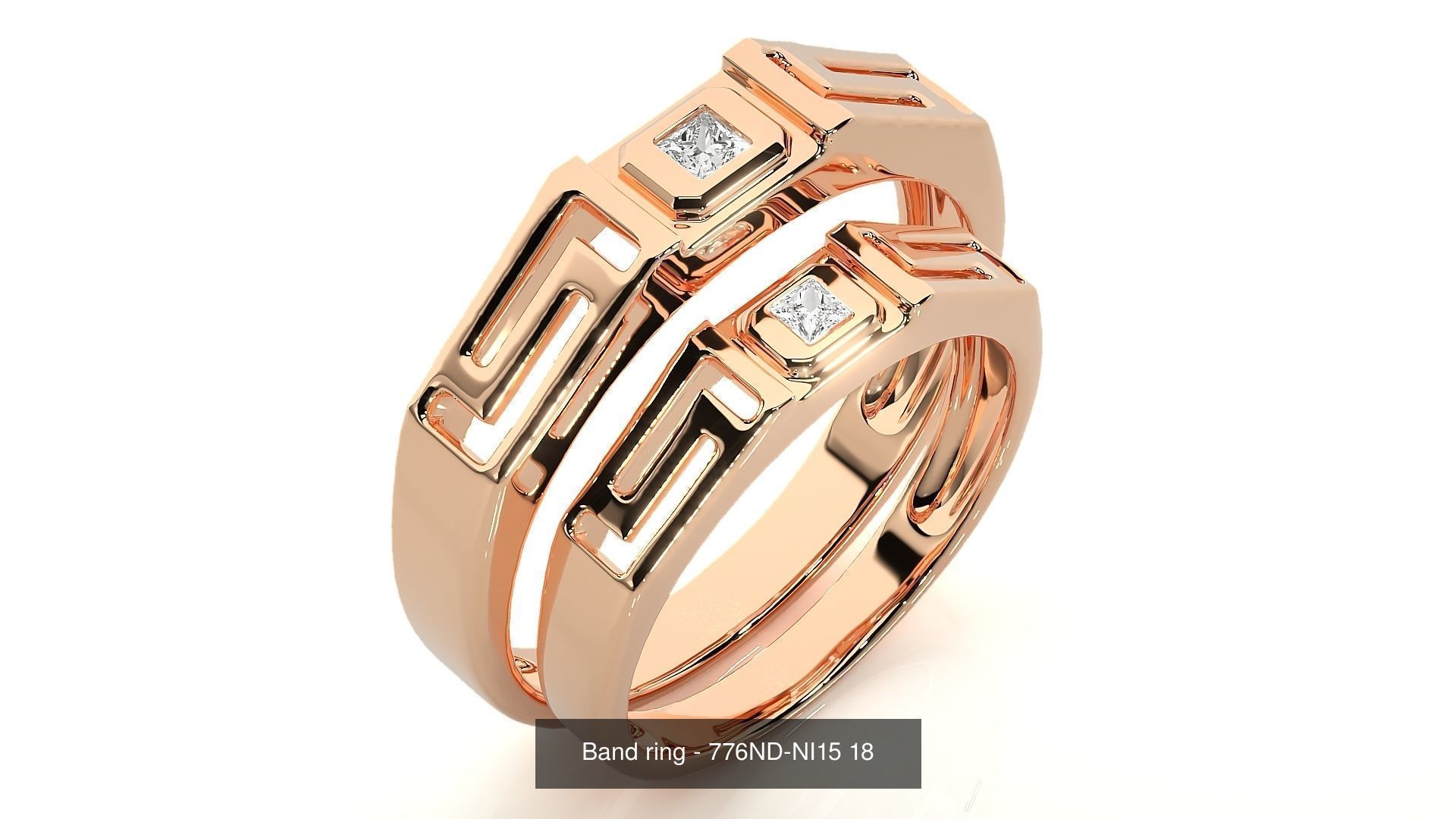 150 Solitaire Couple Bands Ring 3D Model Collection _36