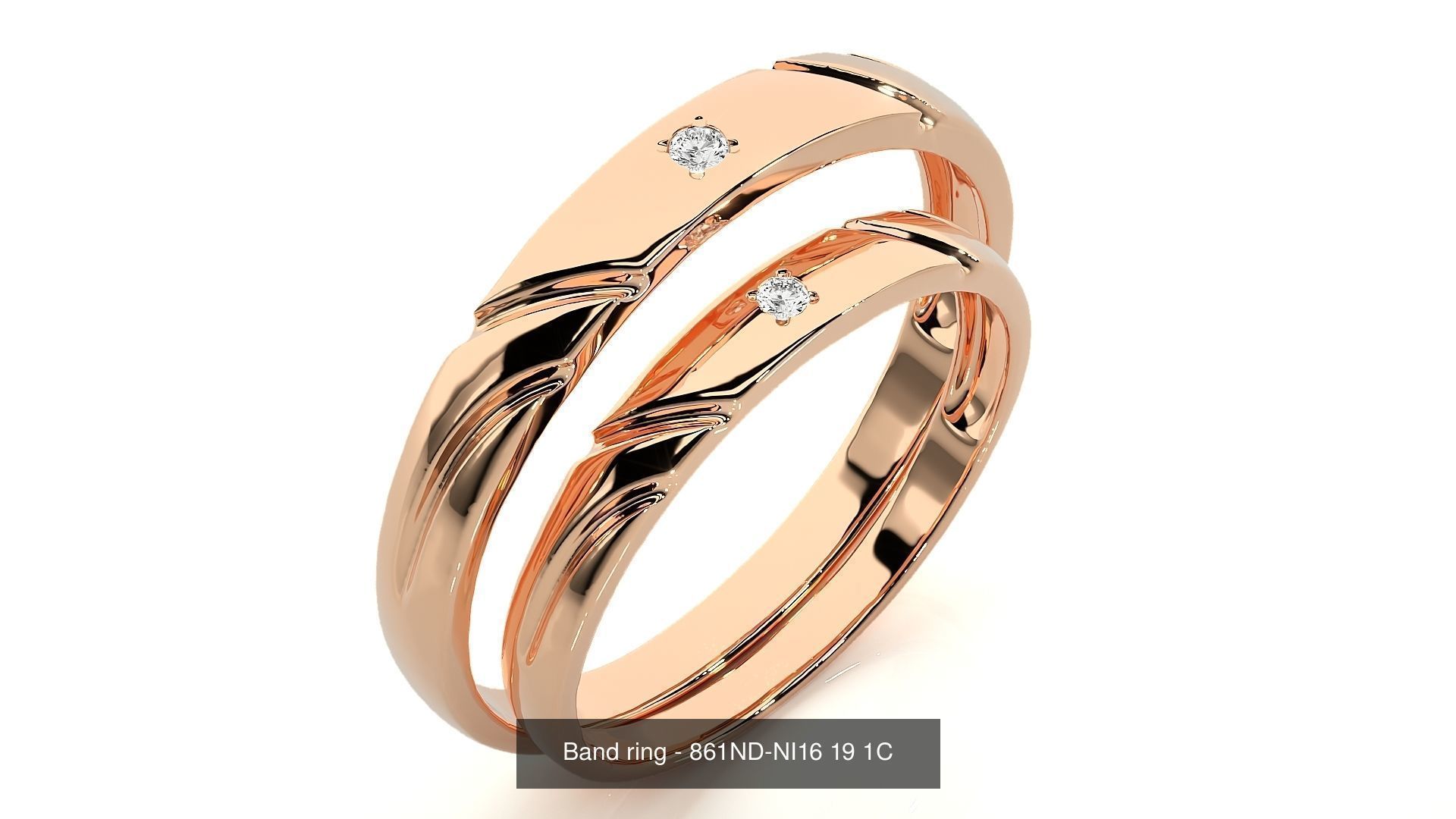 150 Solitaire Couple Bands Ring 3D Model Collection _58