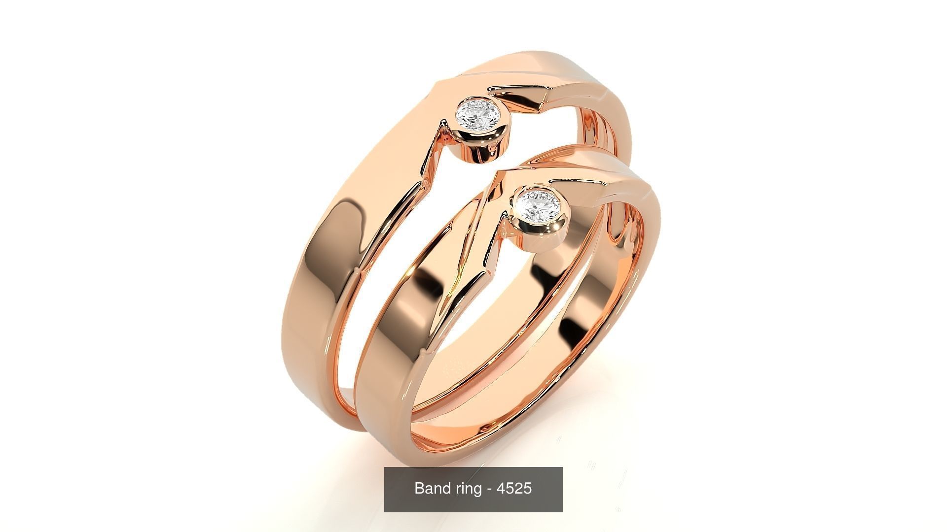 150 Solitaire Couple Bands Ring 3D Model Collection _126