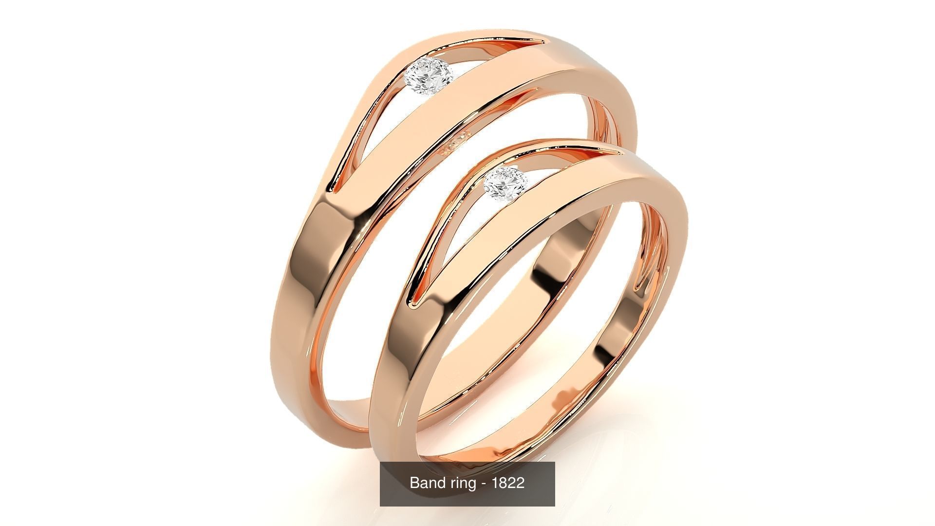 150 Solitaire Couple Bands Ring 3D Model Collection _144