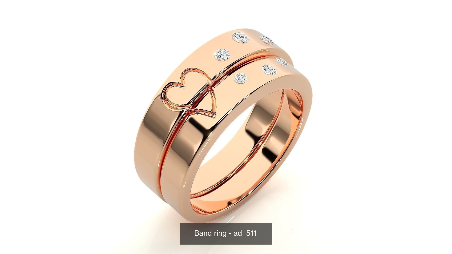 150 Solitaire Couple Bands Ring 3D Model Collection _173