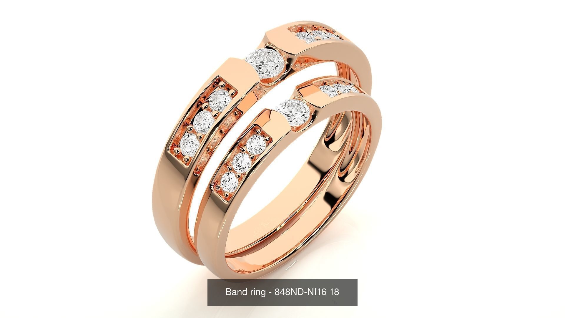 150 Solitaire Couple Bands Ring 3D Model Collection _68