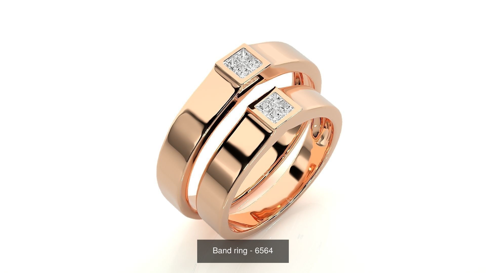 150 Solitaire Couple Bands Ring 3D Model Collection _108