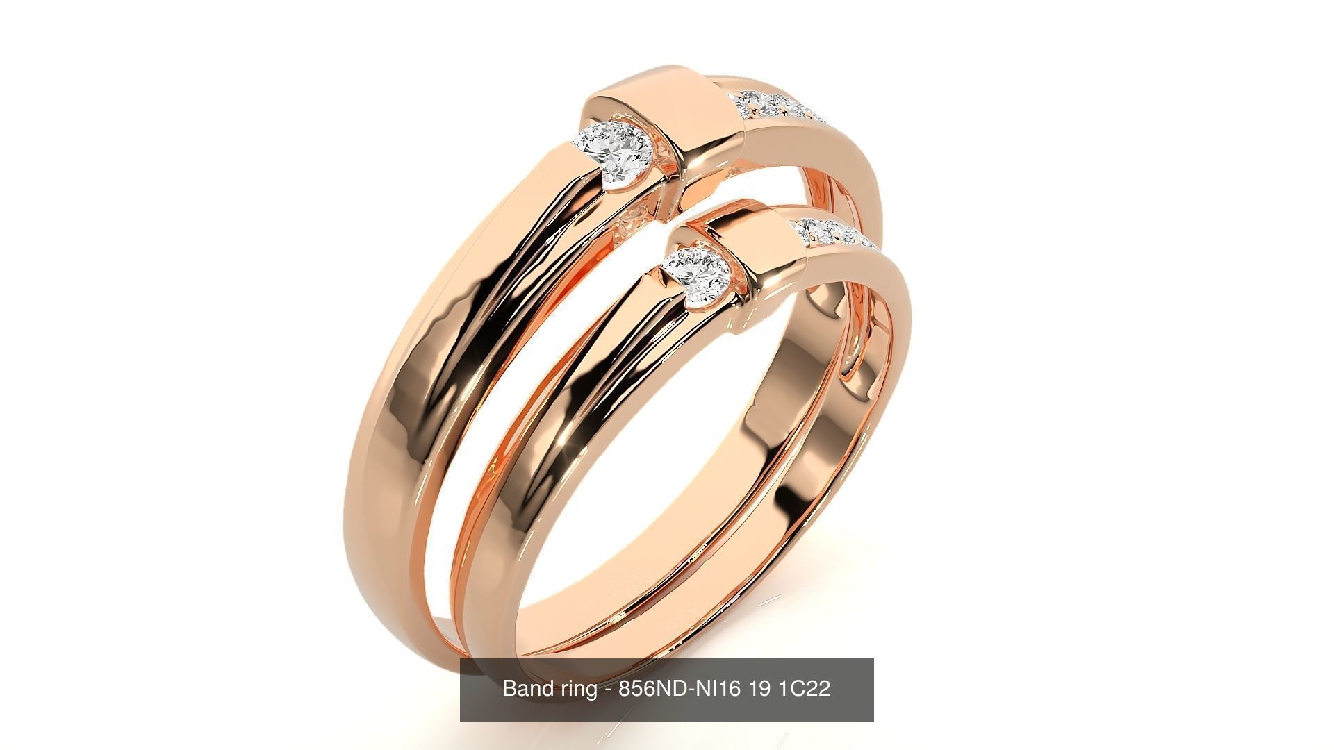 150 Solitaire Couple Bands Ring 3D Model Collection _60