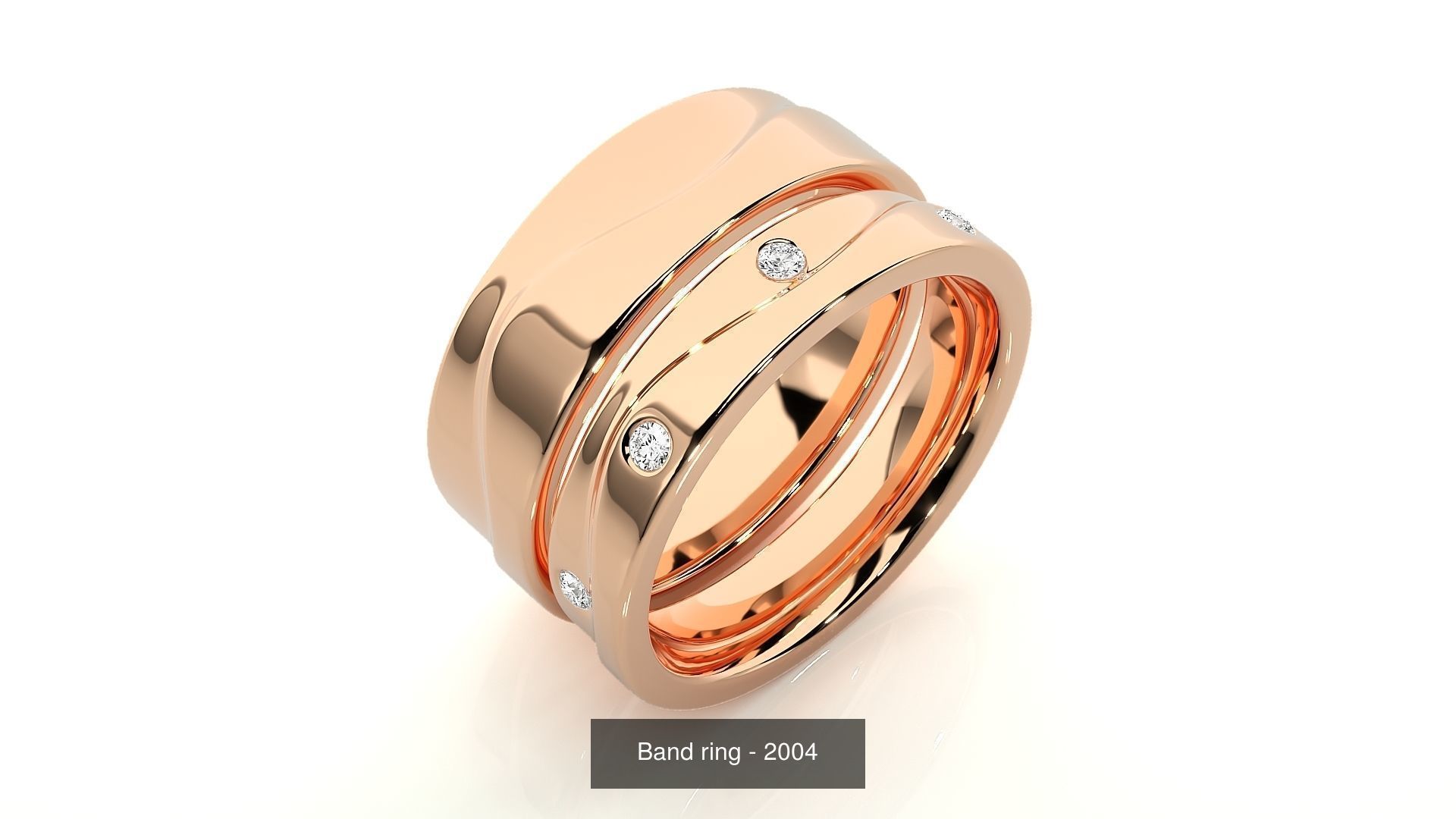 150 Solitaire Couple Bands Ring 3D Model Collection _143