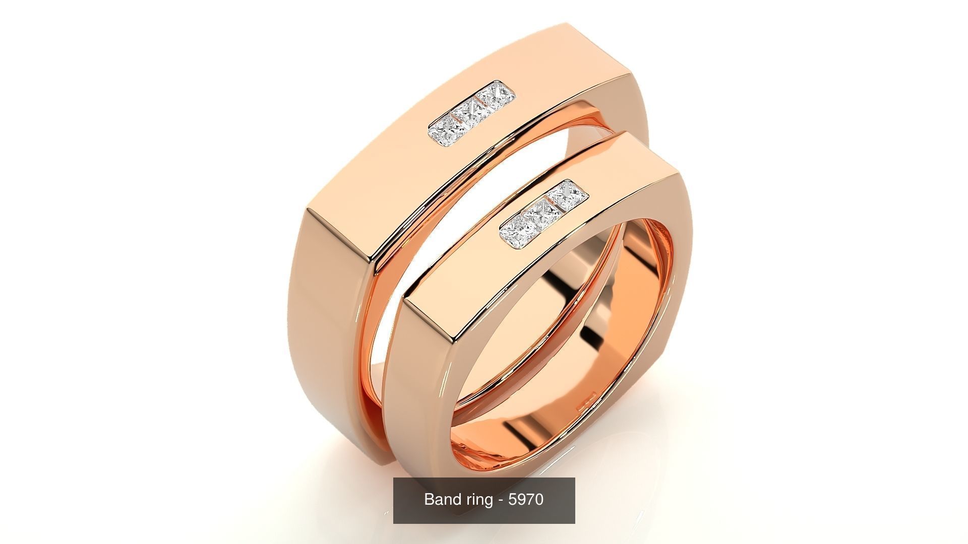 150 Solitaire Couple Bands Ring 3D Model Collection _113