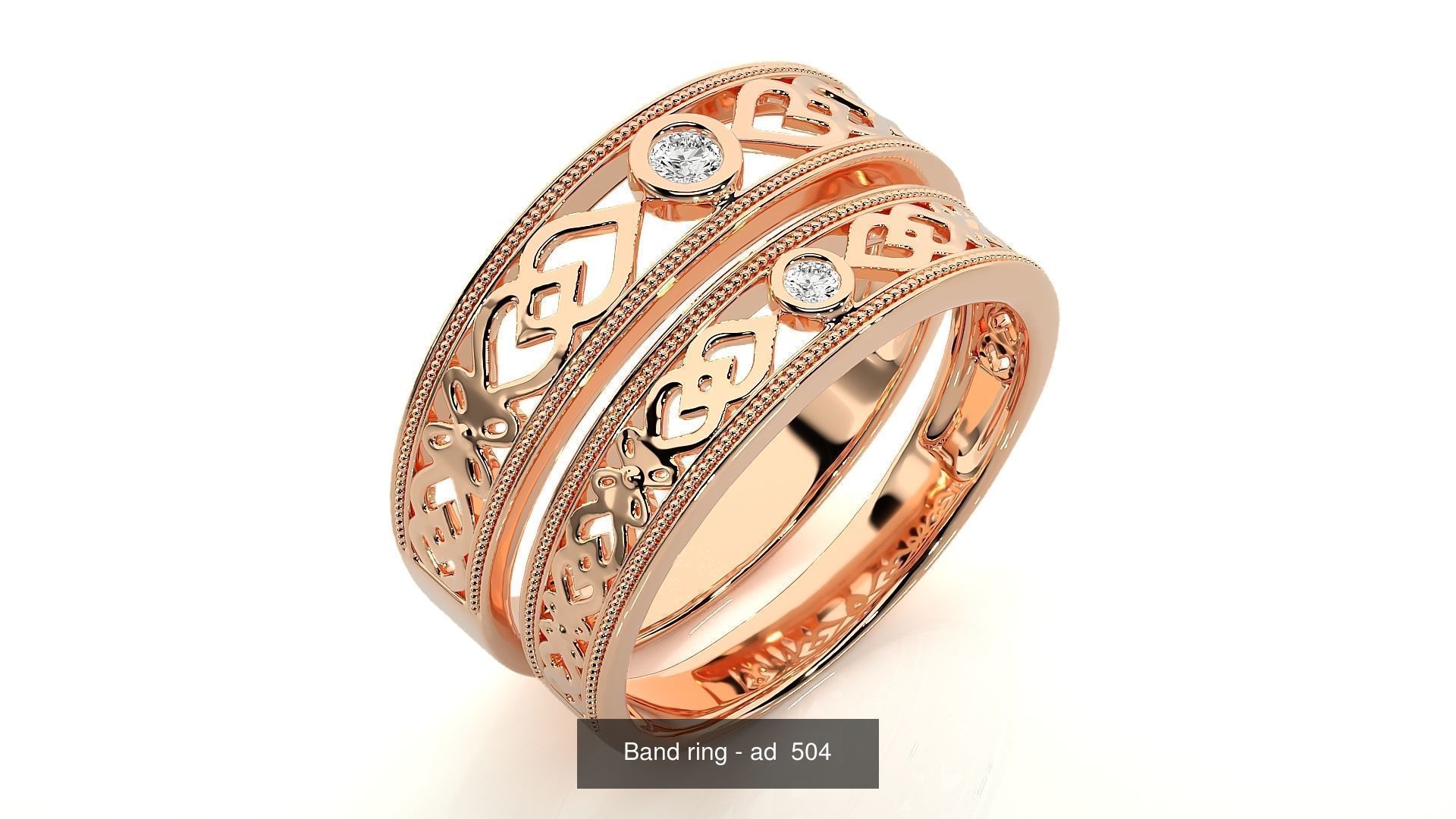 150 Solitaire Couple Bands Ring 3D Model Collection _175