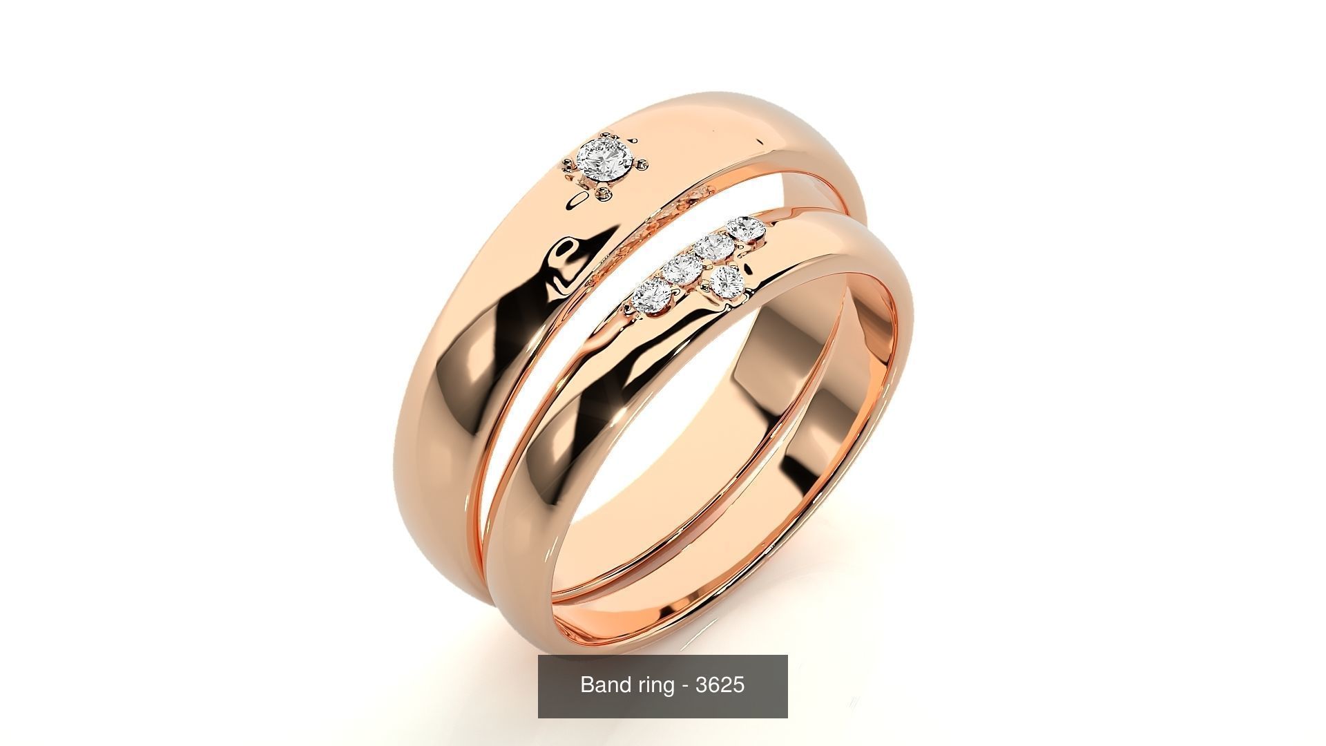150 Solitaire Couple Bands Ring 3D Model Collection _132