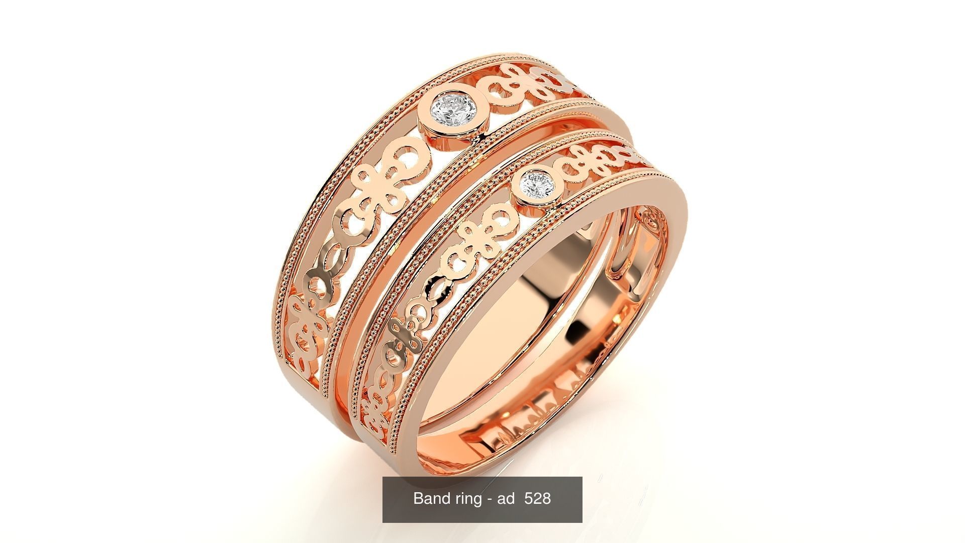 150 Solitaire Couple Bands Ring 3D Model Collection _167