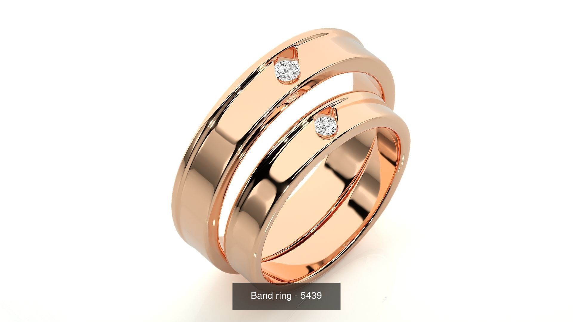 150 Solitaire Couple Bands Ring 3D Model Collection _122
