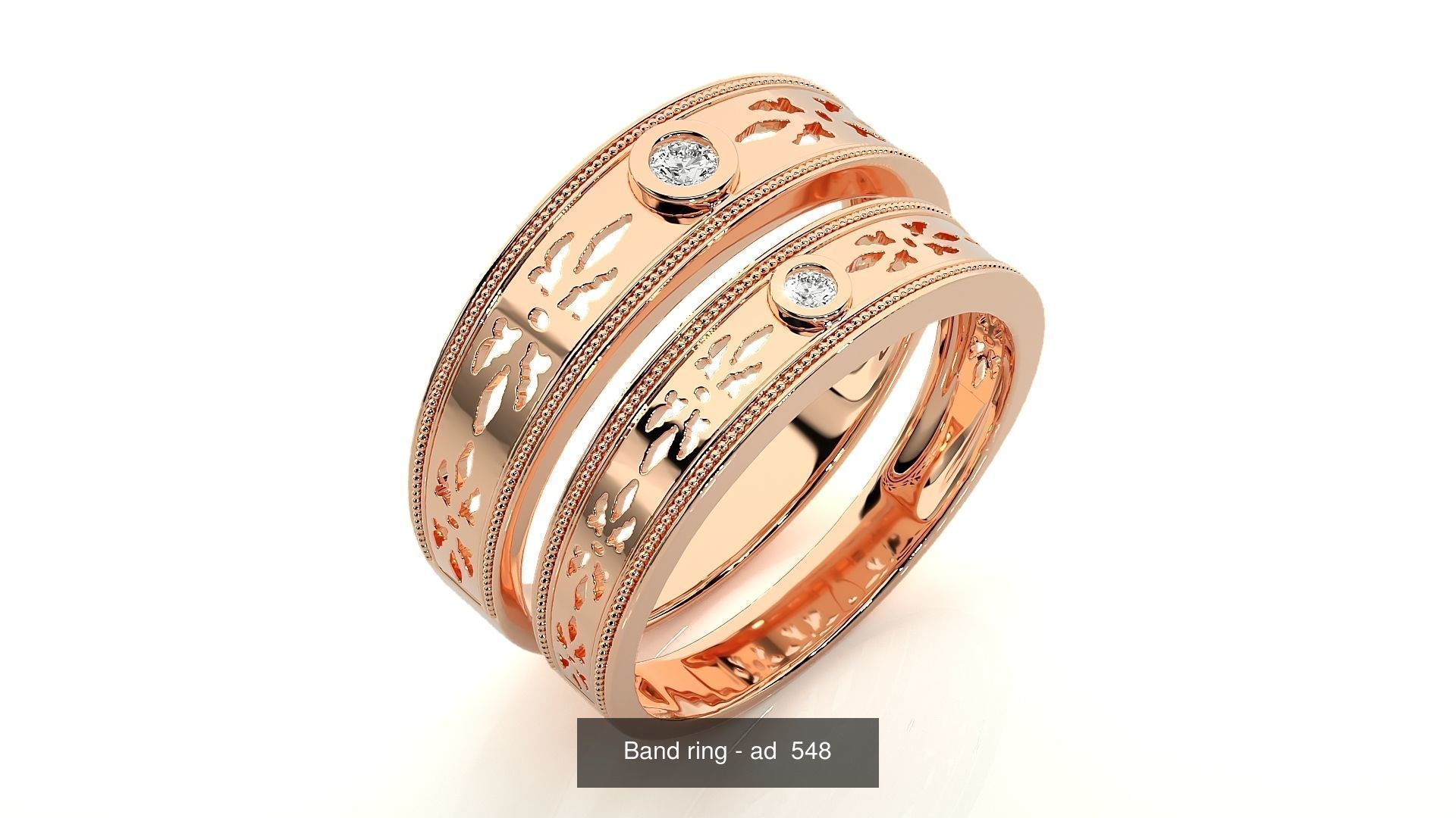 150 Solitaire Couple Bands Ring 3D Model Collection _157