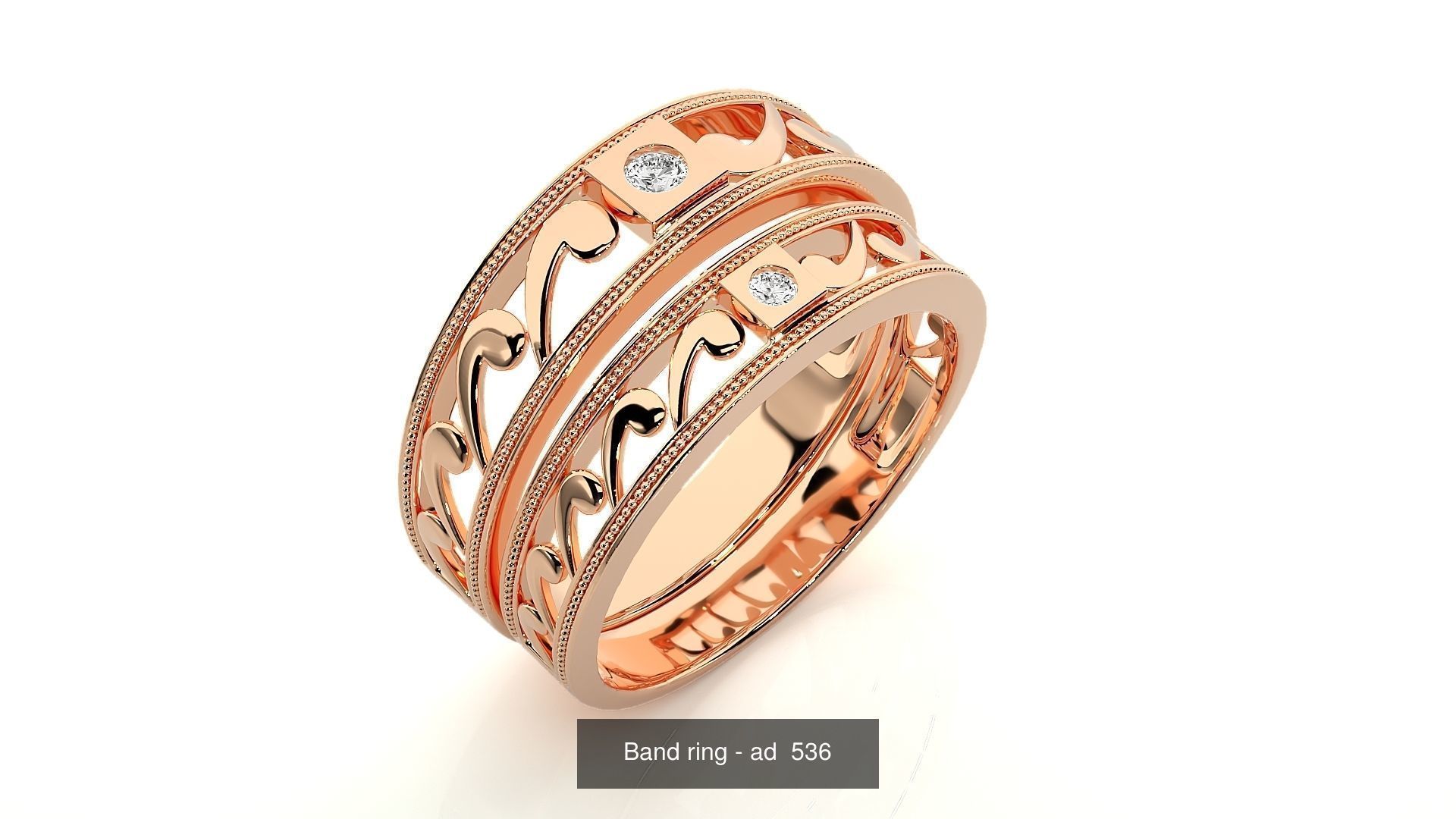 150 Solitaire Couple Bands Ring 3D Model Collection _163