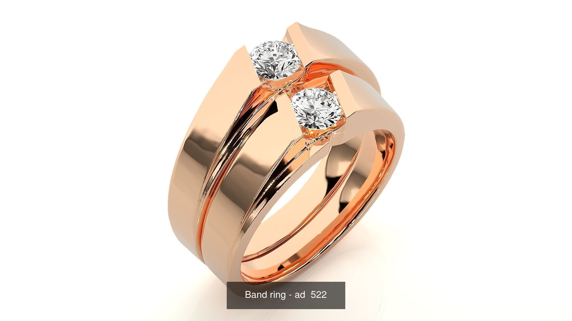 150 Solitaire Couple Bands Ring 3D Model Collection _170