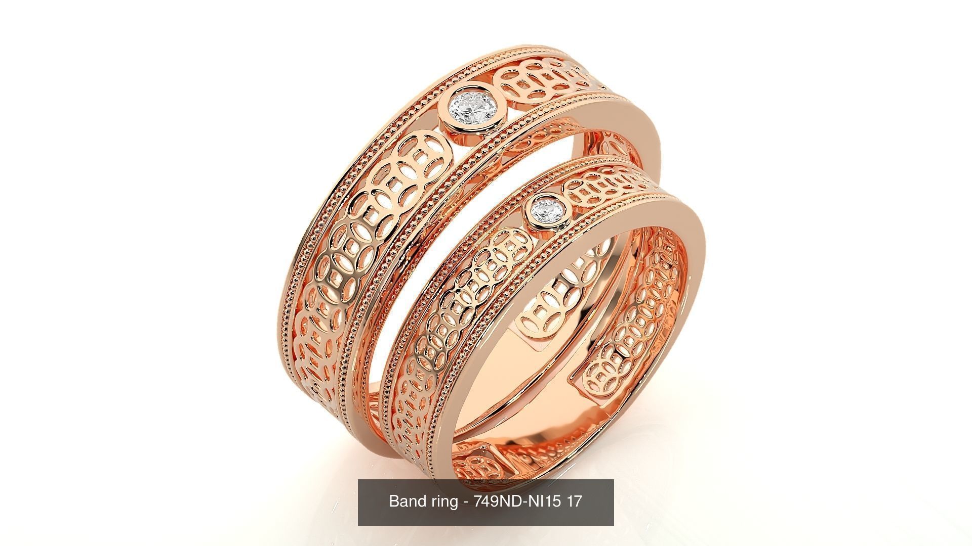 150 Solitaire Couple Bands Ring 3D Model Collection _54
