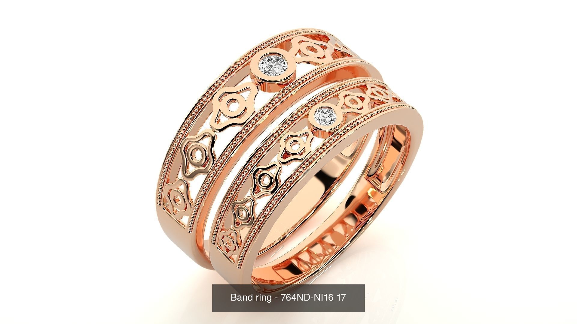 150 Solitaire Couple Bands Ring 3D Model Collection _47