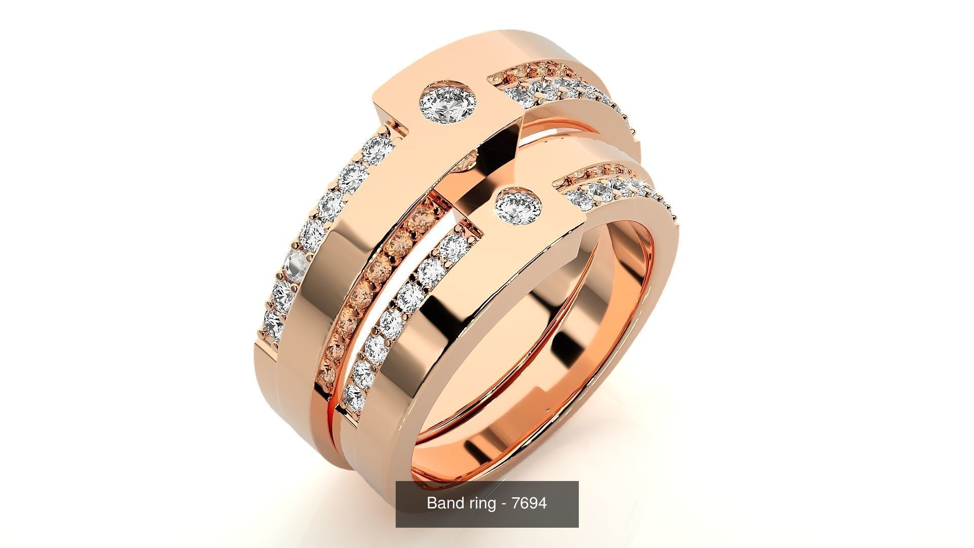 150 Solitaire Couple Bands Ring 3D Model Collection _100