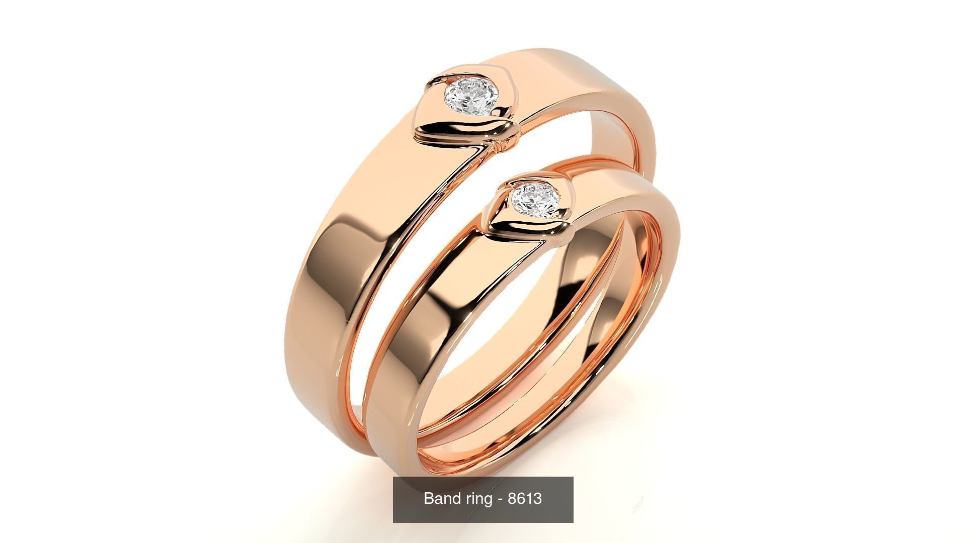 150 Solitaire Couple Bands Ring 3D Model Collection _89