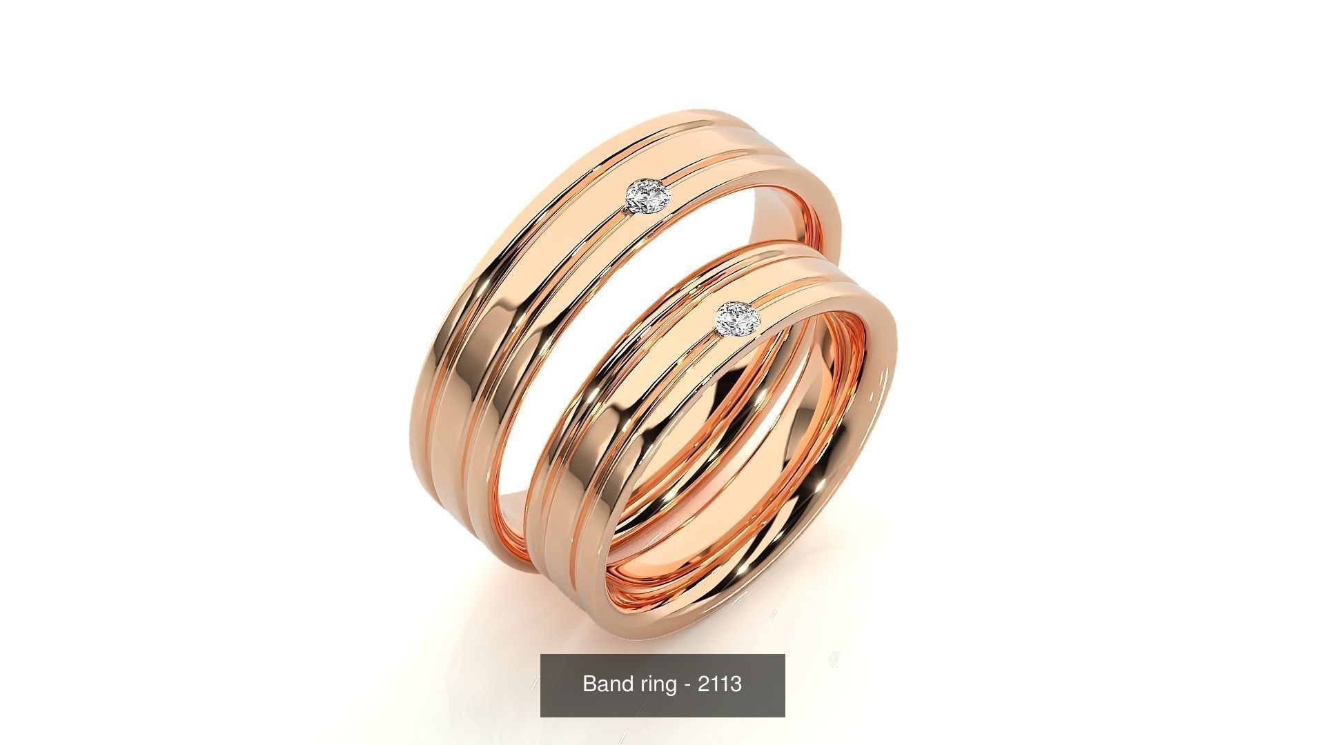 150 Solitaire Couple Bands Ring 3D Model Collection _142