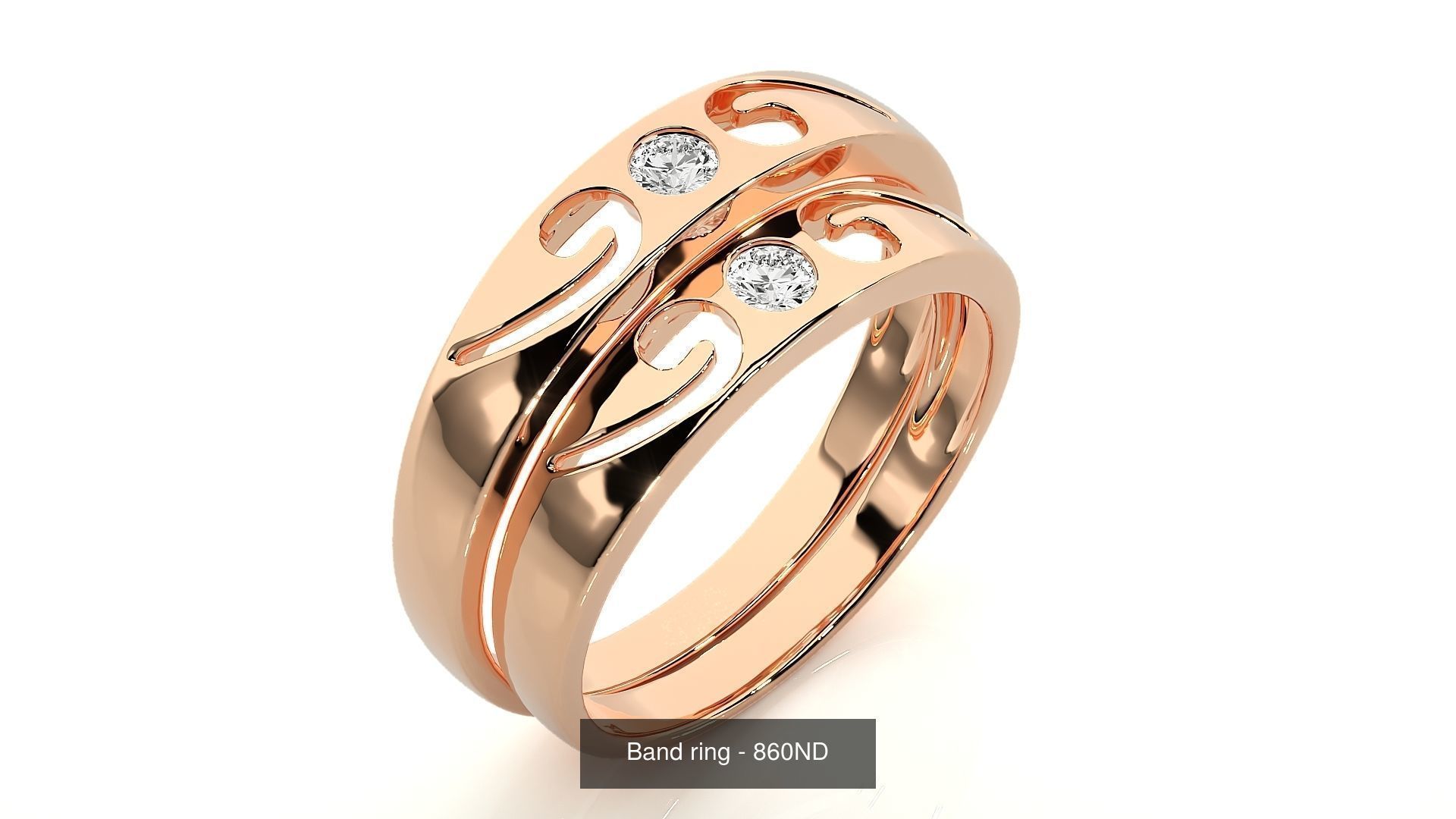 150 Solitaire Couple Bands Ring 3D Model Collection _59