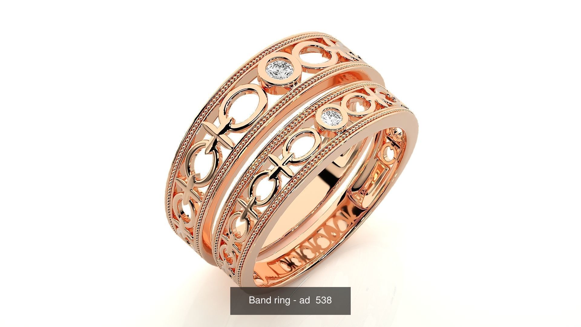 150 Solitaire Couple Bands Ring 3D Model Collection _162