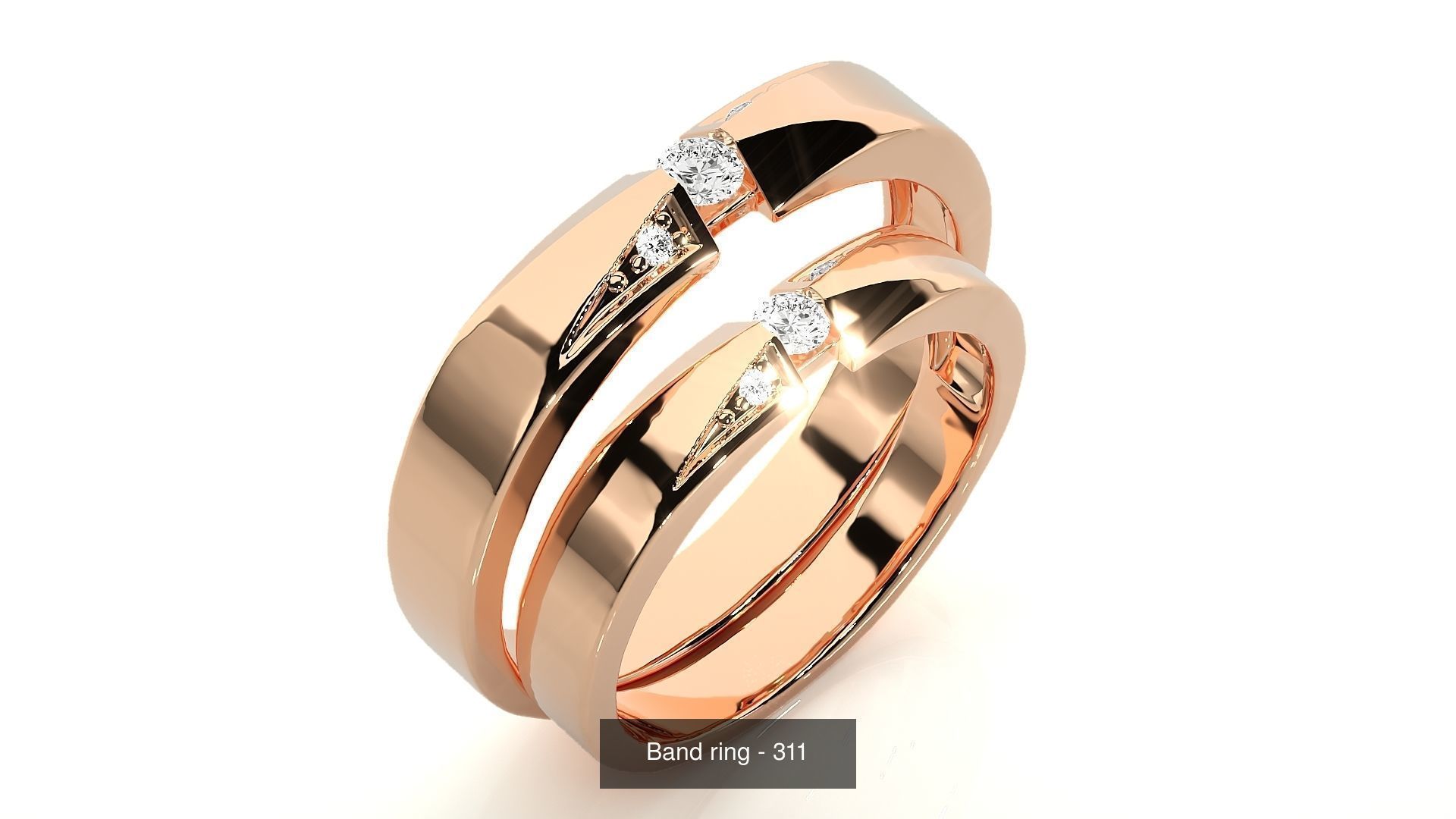 150 Solitaire Couple Bands Ring 3D Model Collection _134